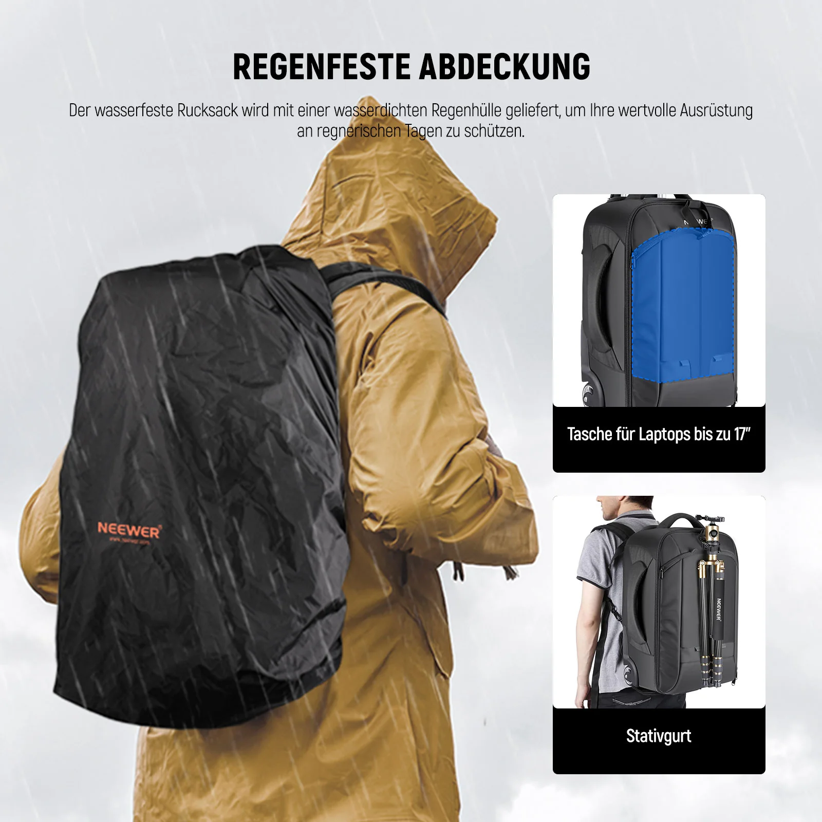 NEEWER NW3300 55×35×26 cm 2-in-1 Kamera Trolley Reise Rucksack - Image 6