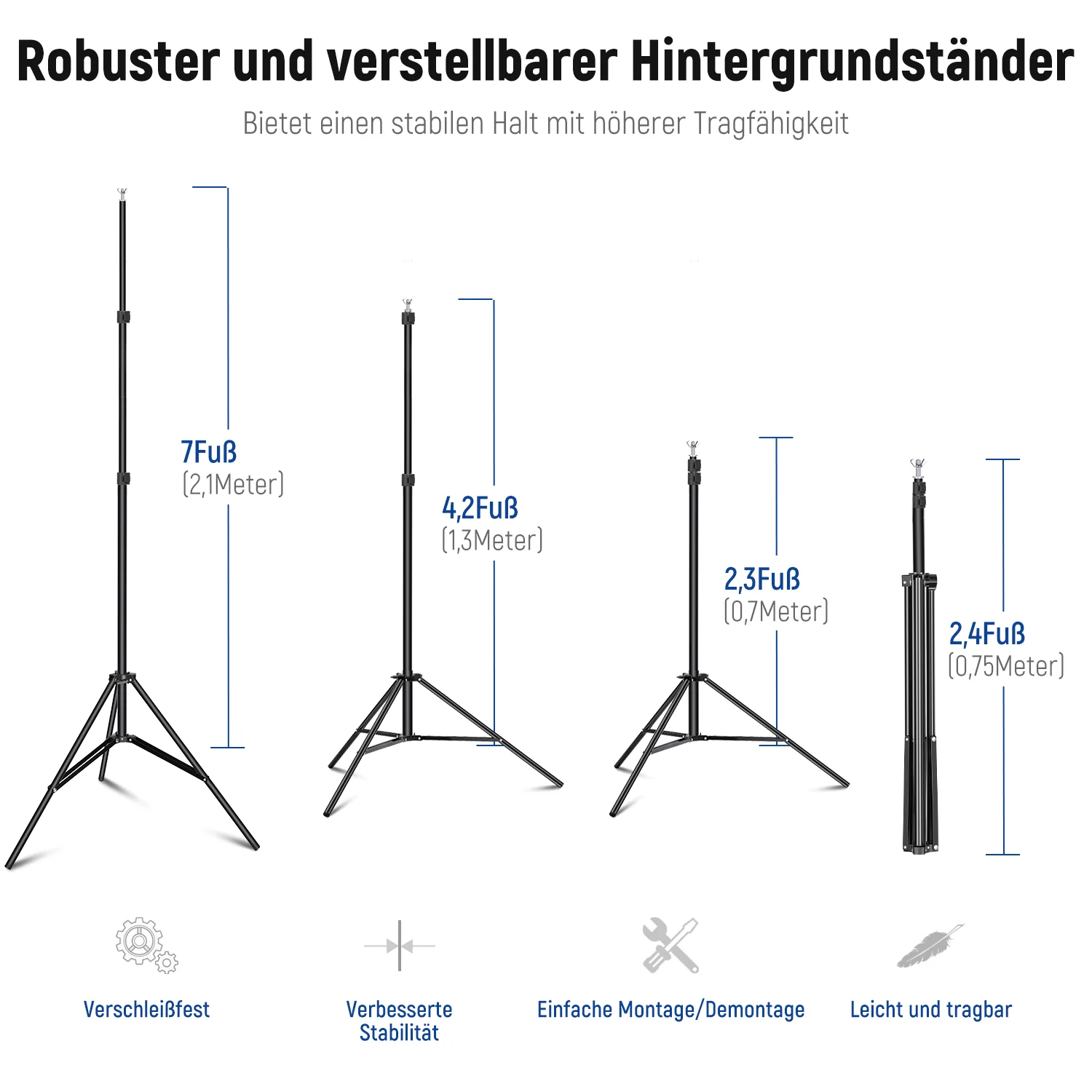 NEEWER 2.1x3m verstellbares Hintergrundstativ-Set für Fotostudios - Image 4