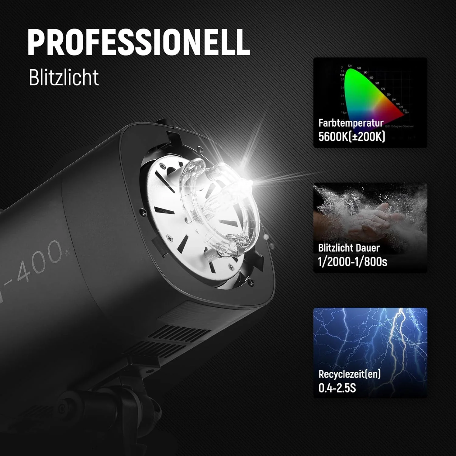 NEEWER 2er Pack S101-400W Studio Monolight Blitzlicht Set - Image 4