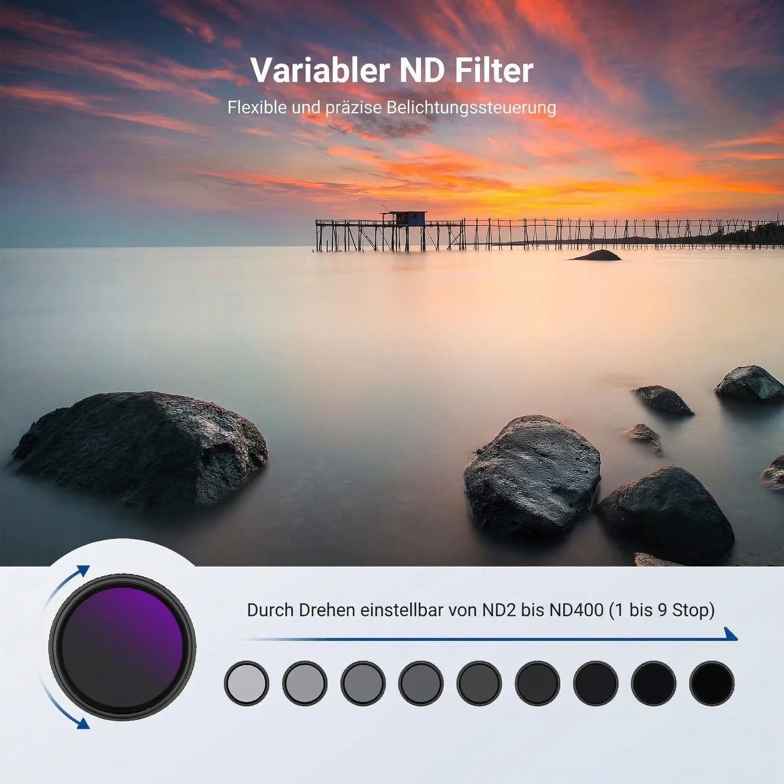 NEEWER 3er-Pack Variables ND + CPL + UV Filterset - Image 3