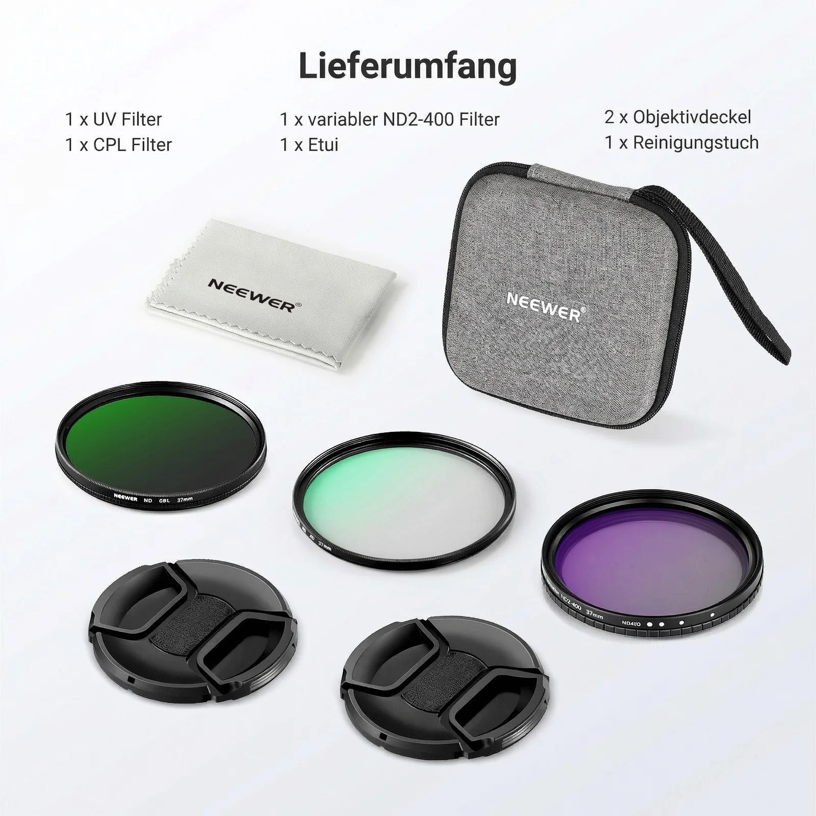NEEWER 3er-Pack Variables ND + CPL + UV Filterset - Image 9