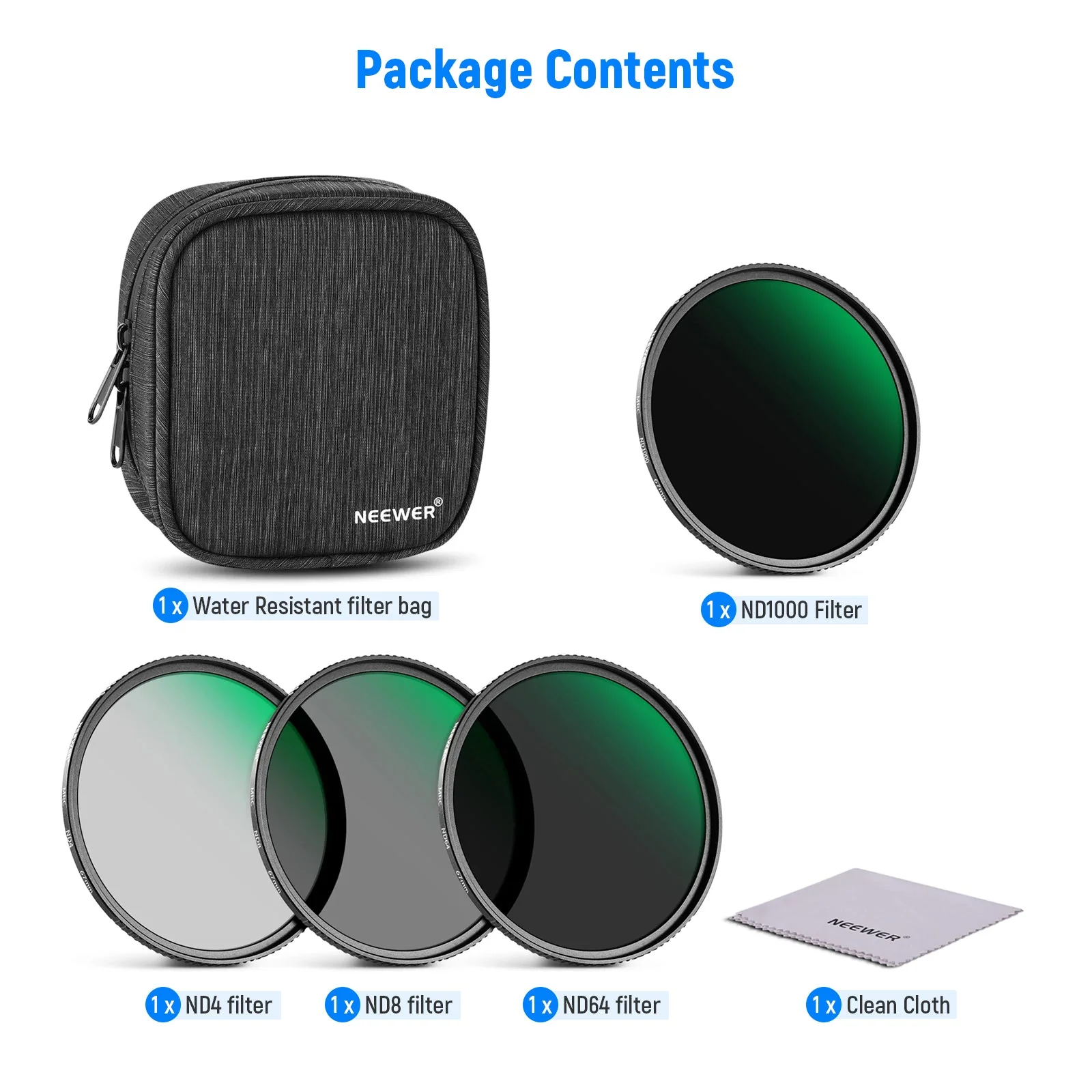 NEEWER 4er Pack HD ND Filter Set (ND1000+ND64+ND8+ND4) - Image 9