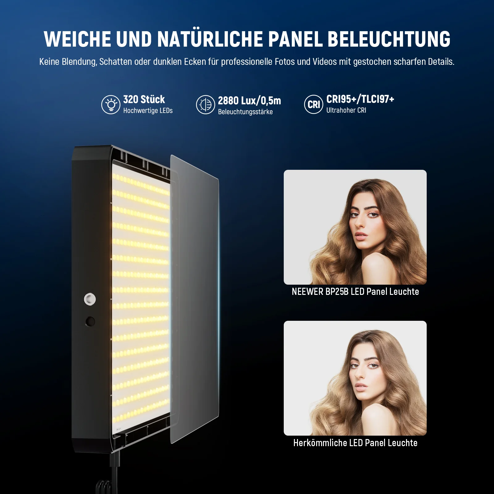 NEEWER BASICS BP25B 2er Pack 25W LED Videopanel Beleuchtungsset - Image 4