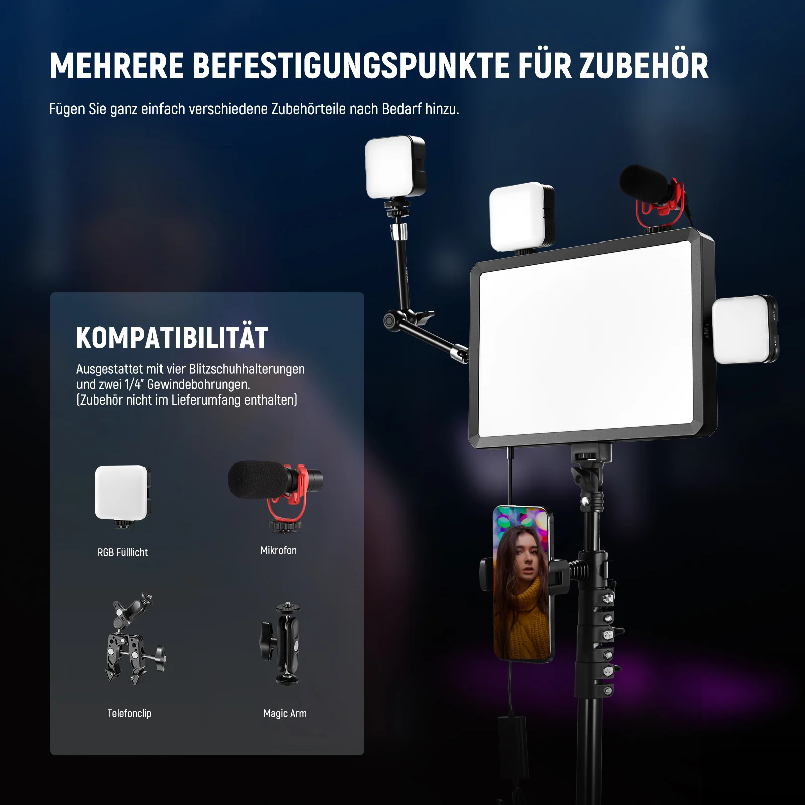 NEEWER BASICS BP25B 2er Pack 25W LED Videopanel Beleuchtungsset - Image 6