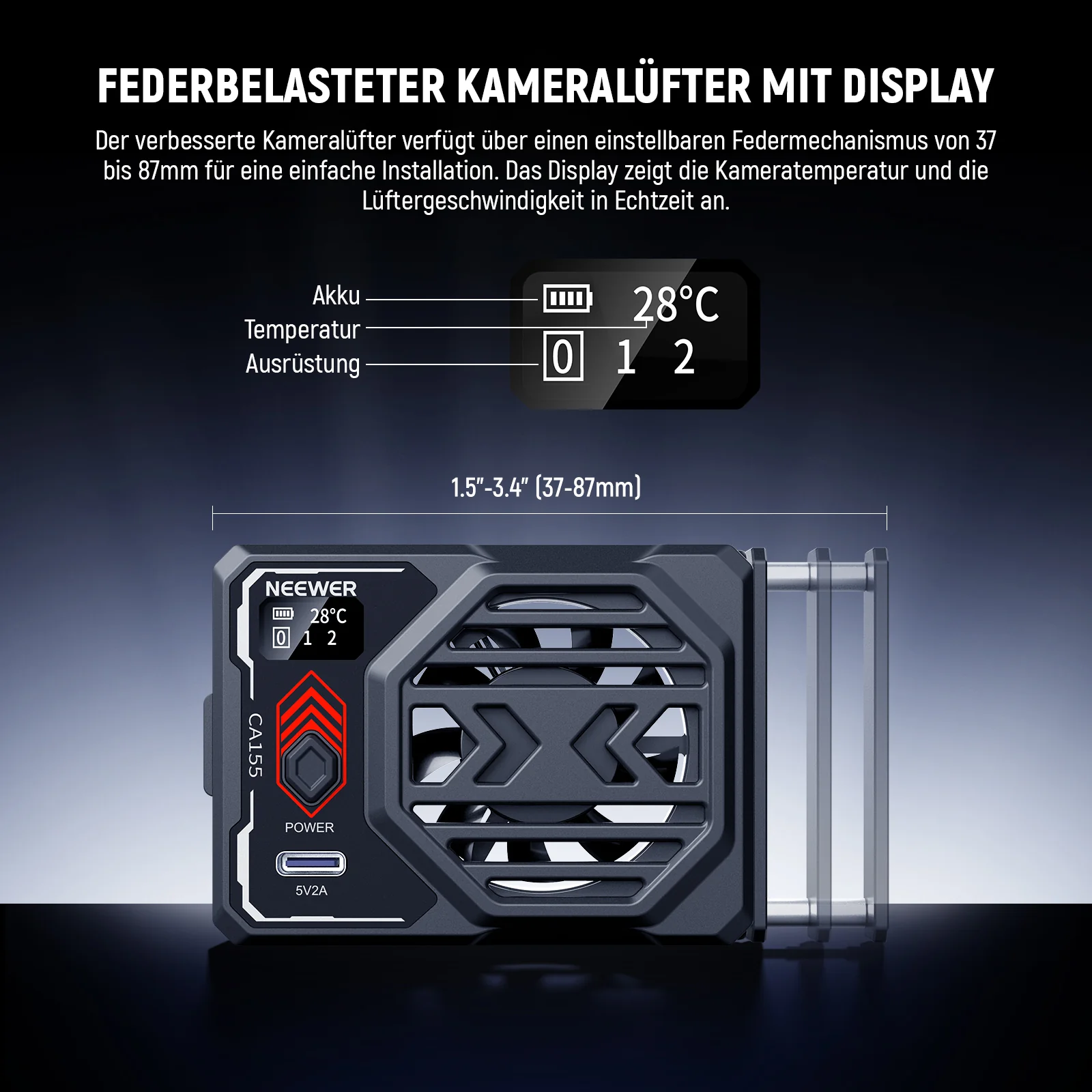 NEEWER BASICS CA155 Kamera Lüfter Kühler mit Akku - Image 2