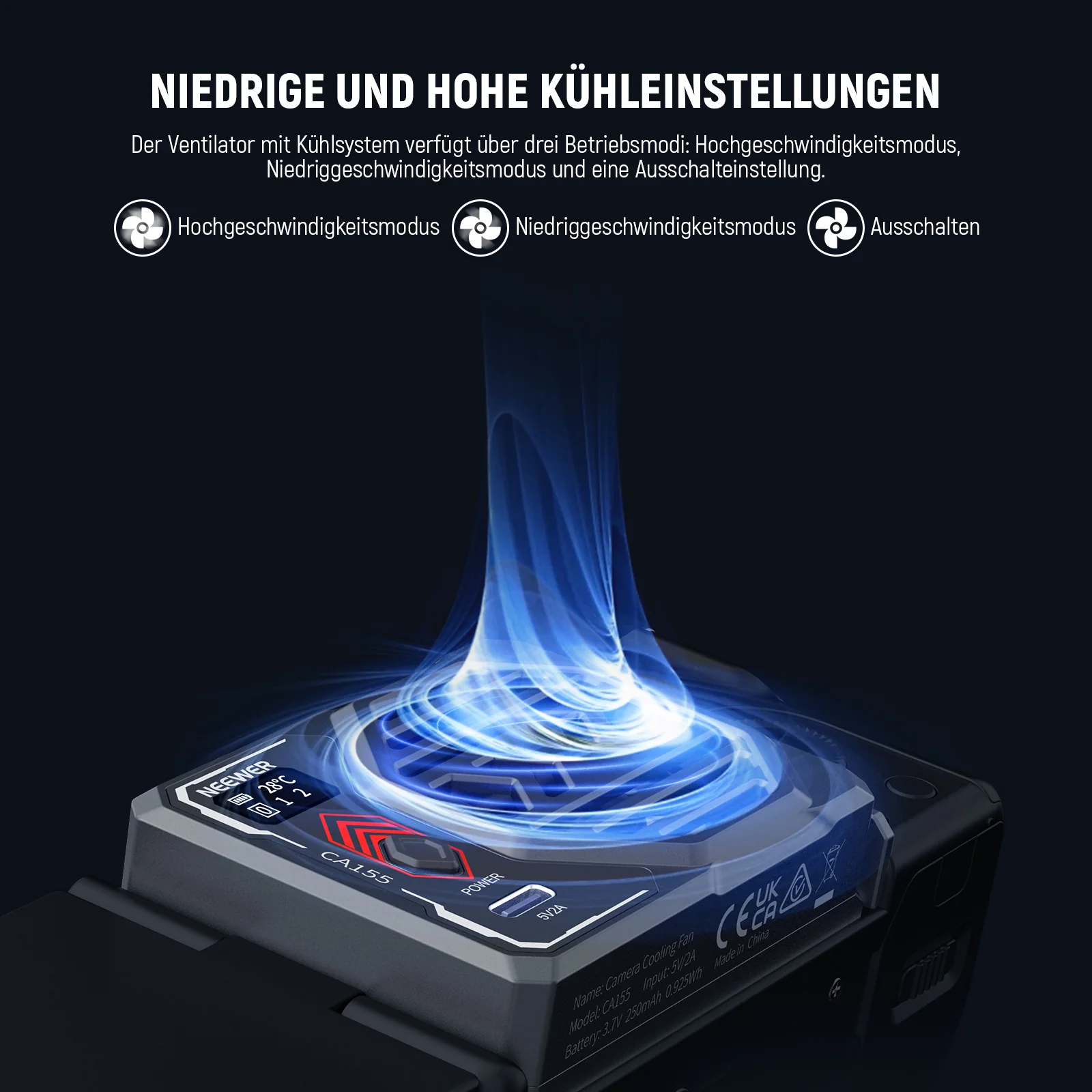 NEEWER BASICS CA155 Kamera Lüfter Kühler mit Akku - Image 4