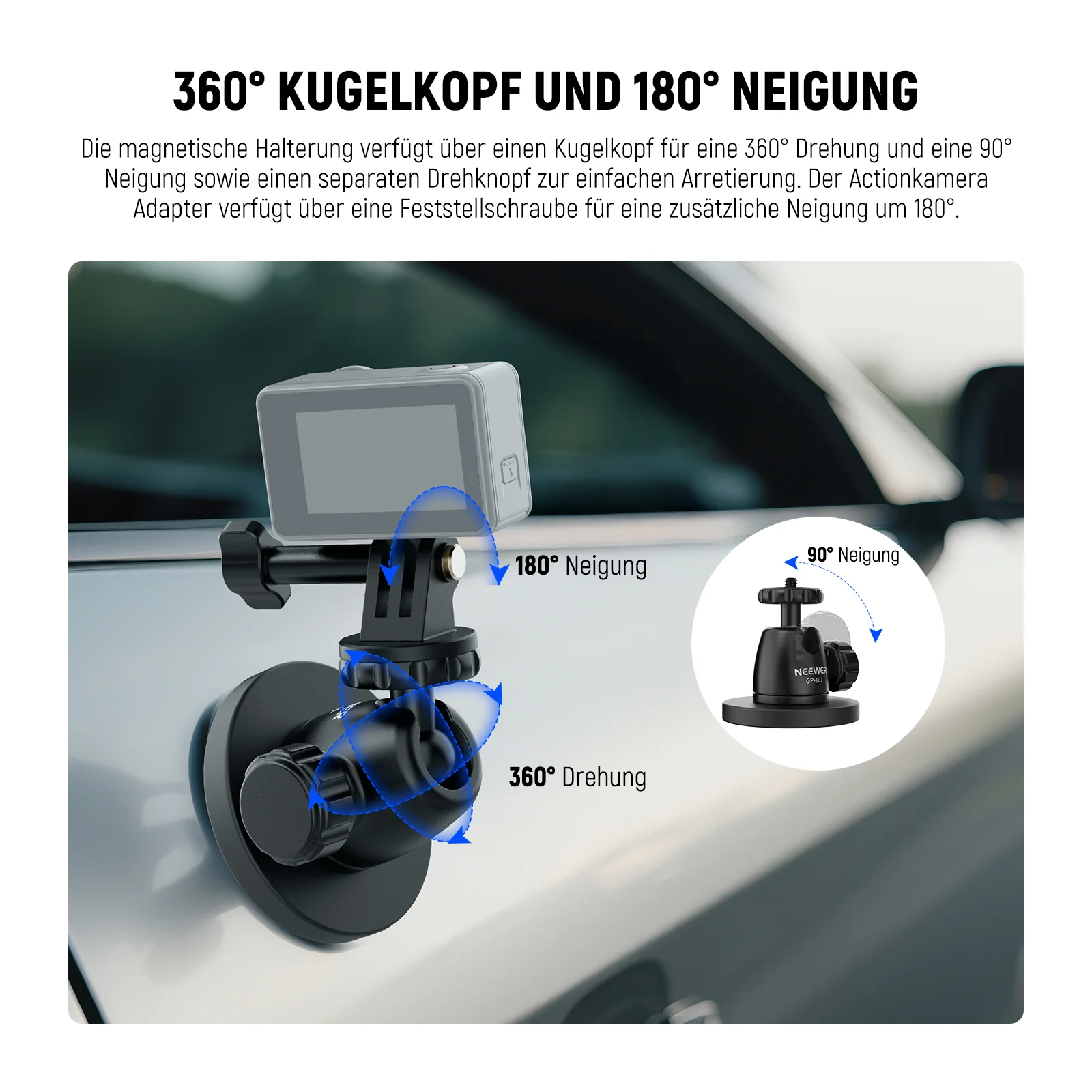 NEEWER BASICS GP-101 Magnetische Kamera Halterung für Action Cam - Image 4