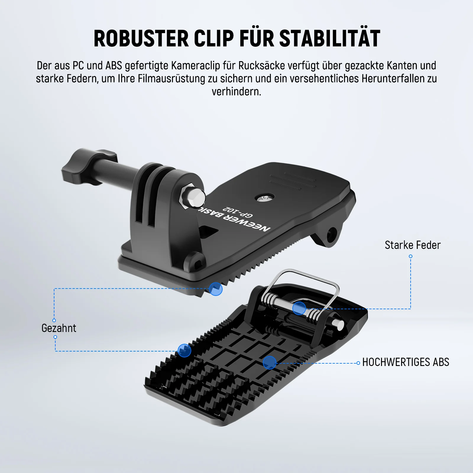 NEEWER BASICS GP-102 Rucksackgurt-Clip-Halterung für Action-Cams - Image 3