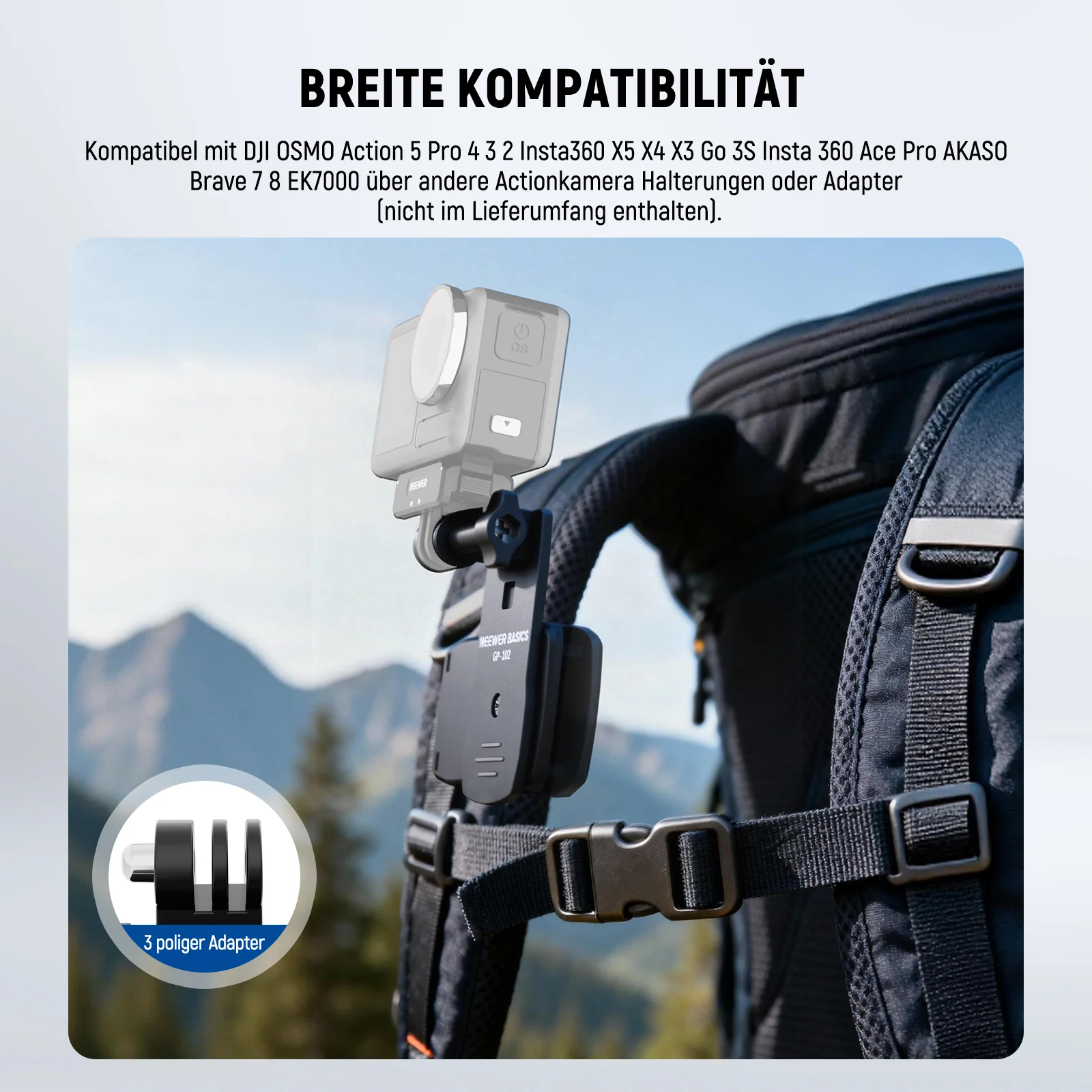 NEEWER BASICS GP-102 Rucksackgurt-Clip-Halterung für Action-Cams - Image 5