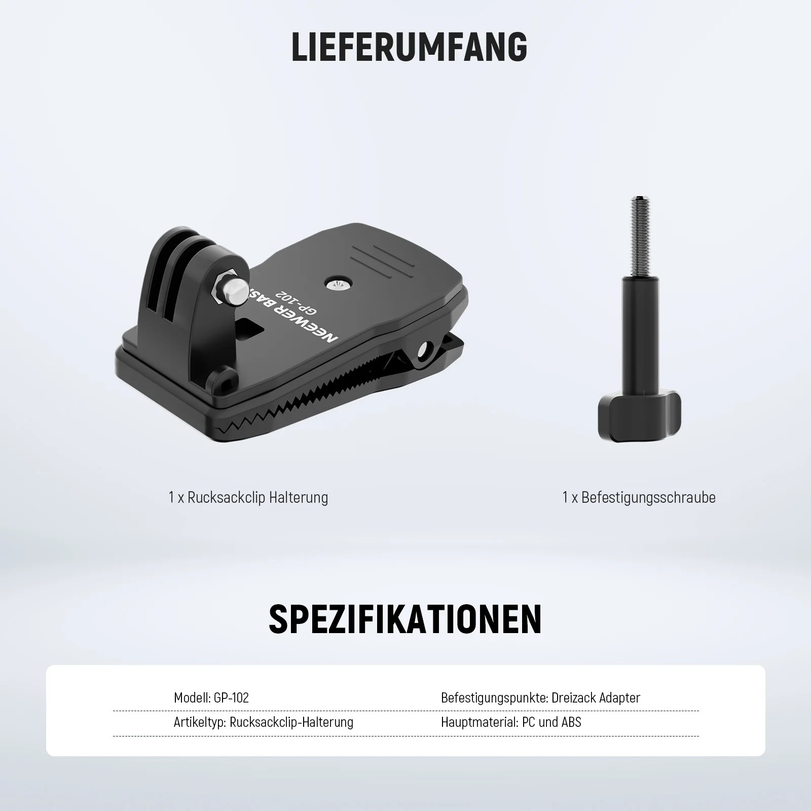 NEEWER BASICS GP-102 Rucksackgurt-Clip-Halterung für Action-Cams - Image 7