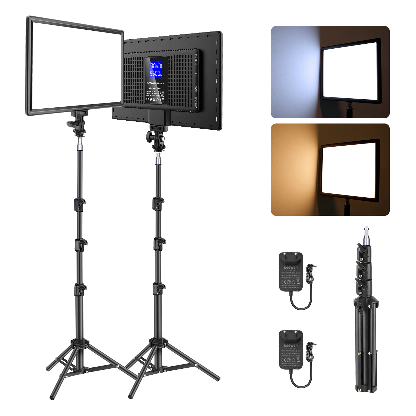 NEEWER BASICS NL-192B 2er Pack Bi-Color LED Videolicht Panel Set