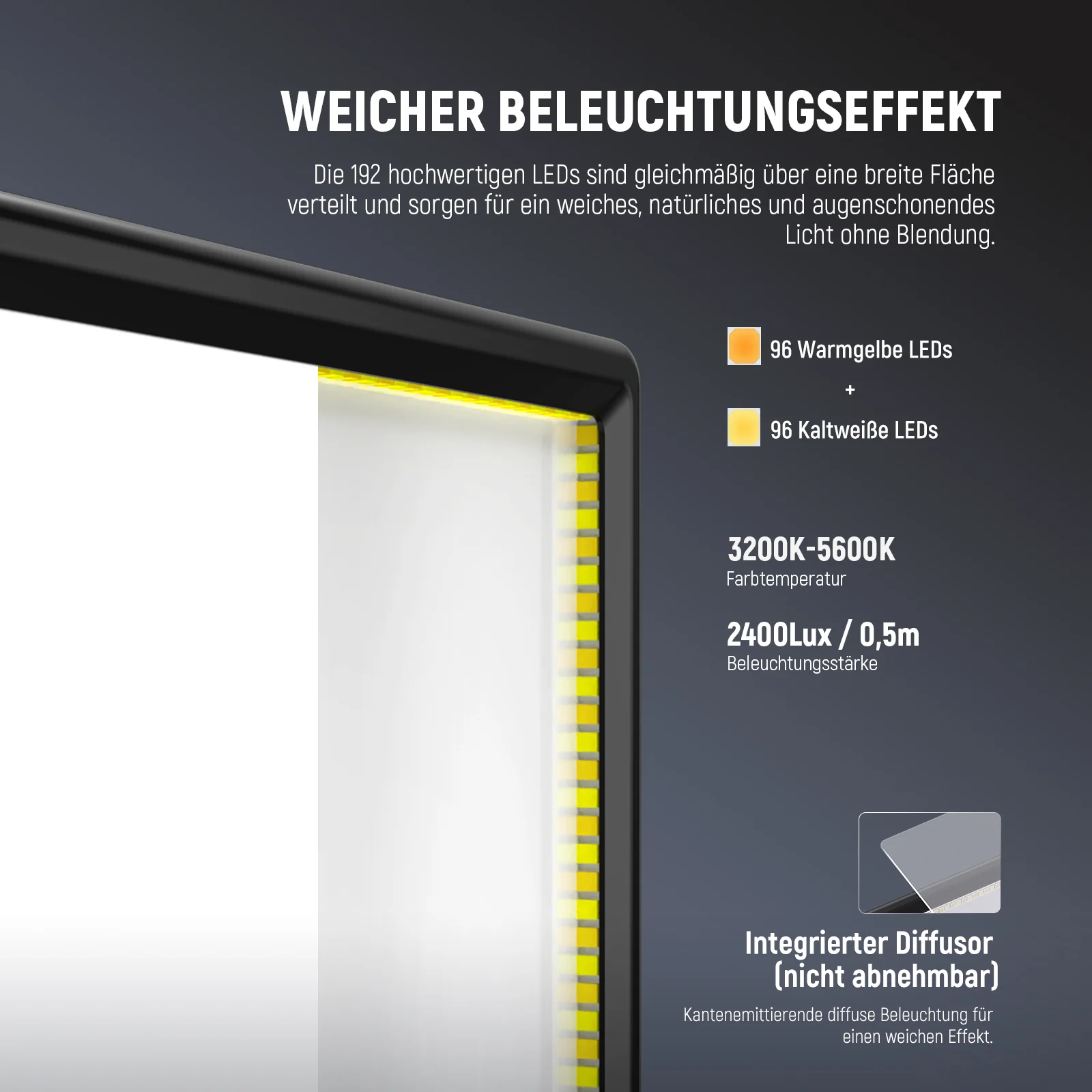 NEEWER BASICS NL-192B 2er Pack Bi-Color LED Videolicht Panel Set - Image 4