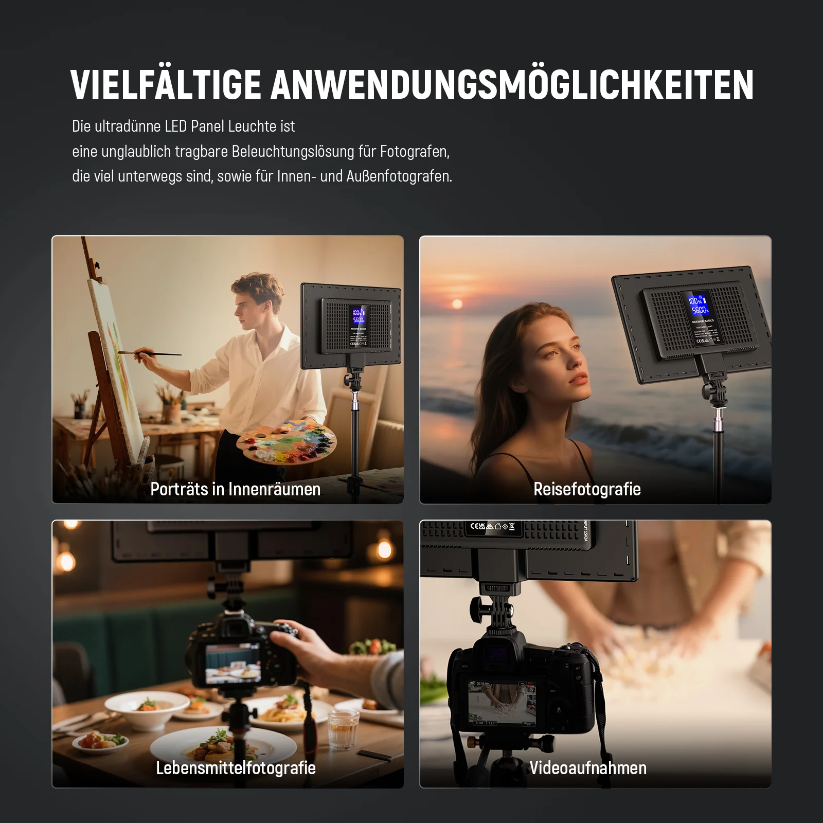 NEEWER BASICS NL-192B 2er Pack Bi-Color LED Videolicht Panel Set - Image 7