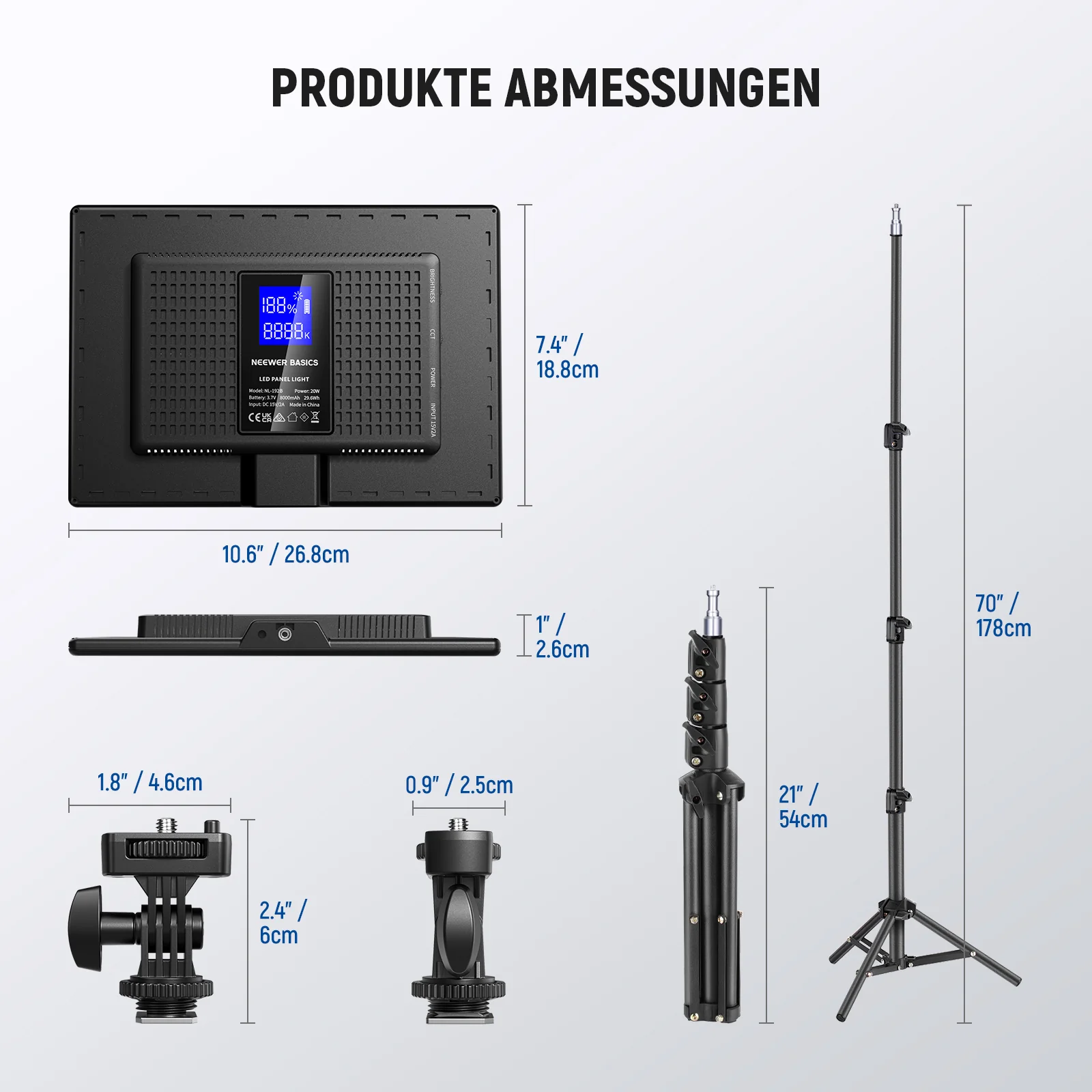 NEEWER BASICS NL-192B 2er Pack Bi-Color LED Videolicht Panel Set - Image 8