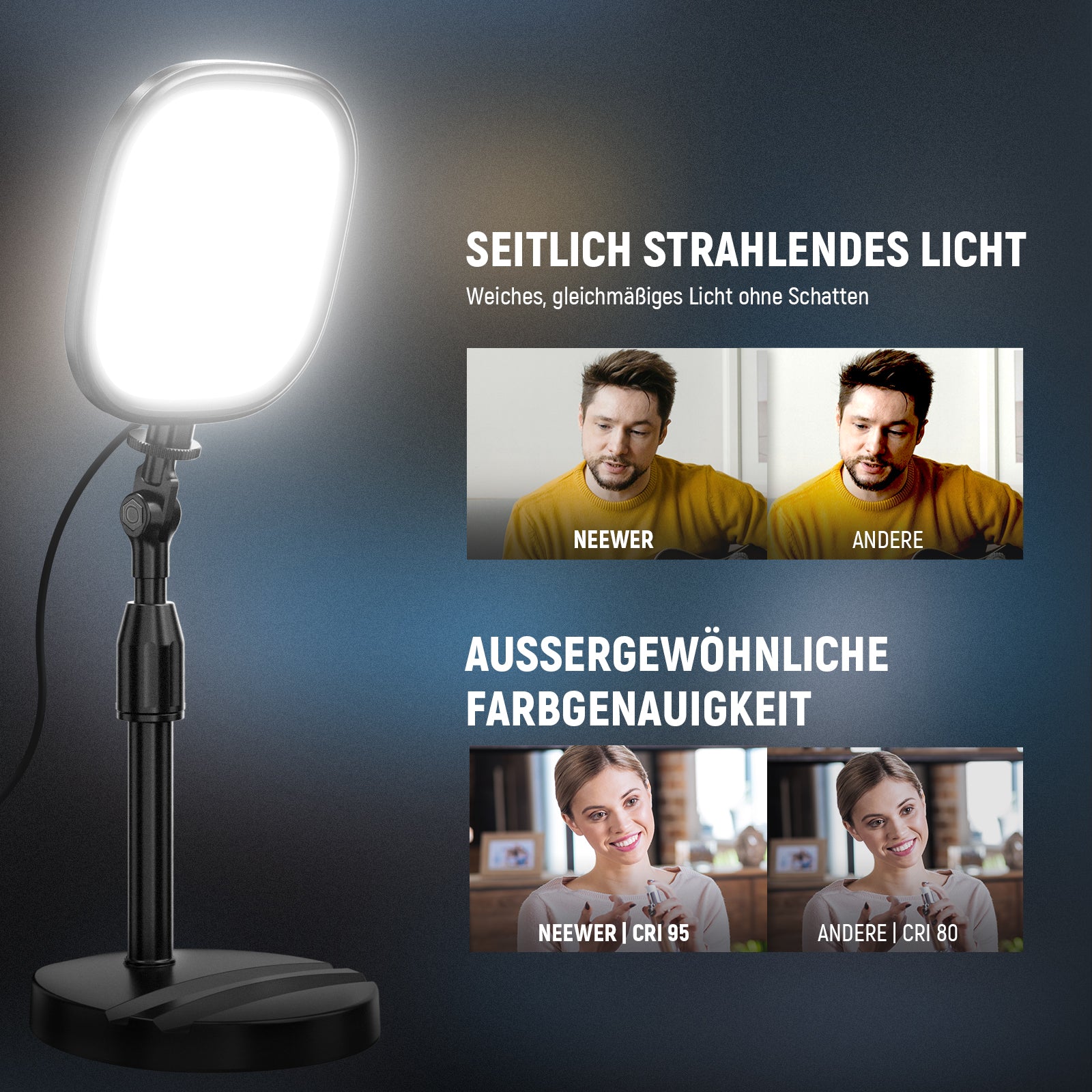 NEEWER BASICS NL10 5" Bi-Color Tisch Videolicht - Image 3