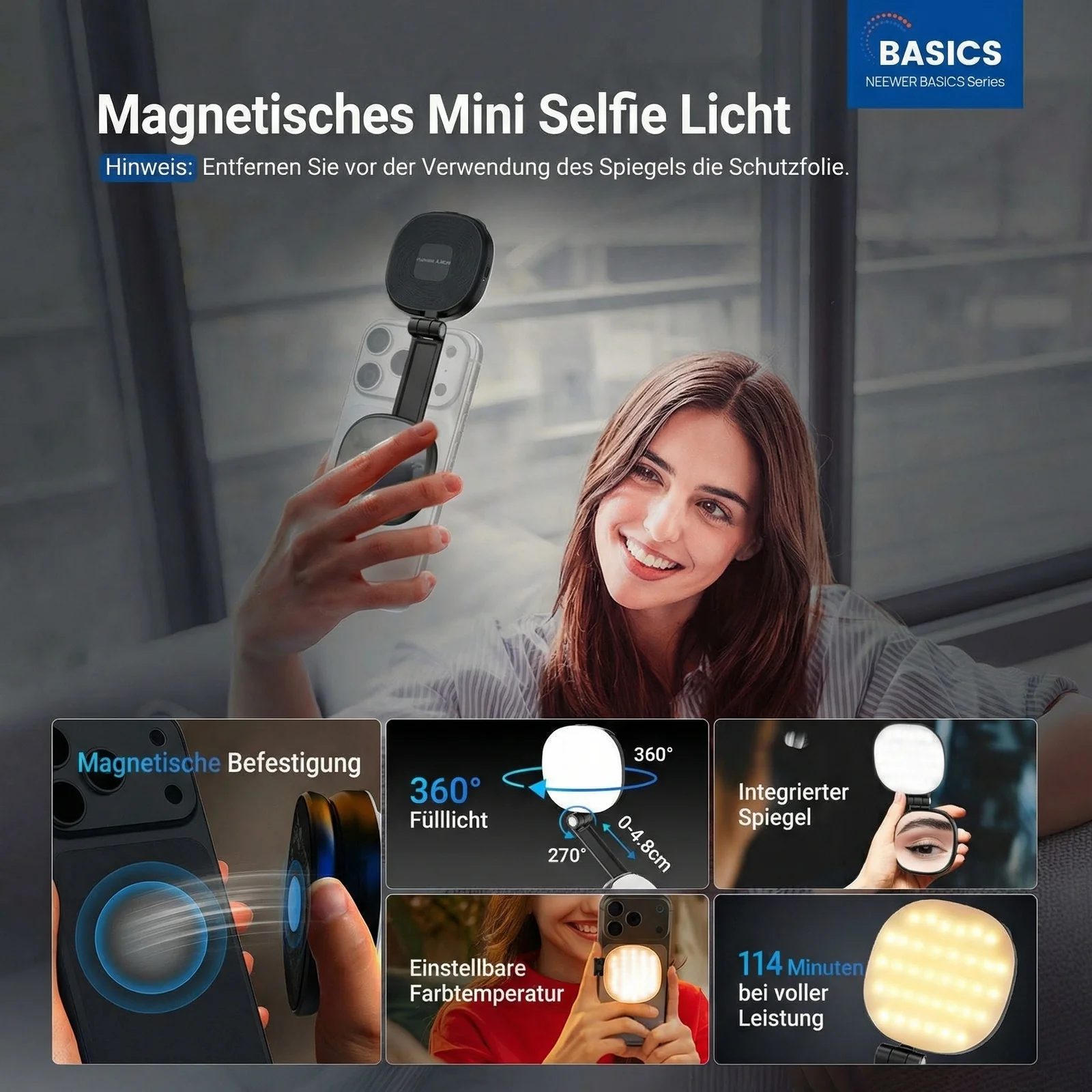 NEEWER BASICS NL72B Magnetisches Selfie Licht - Image 11