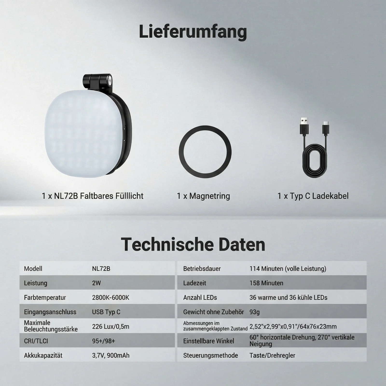 NEEWER BASICS NL72B Magnetisches Selfie Licht - Image 17