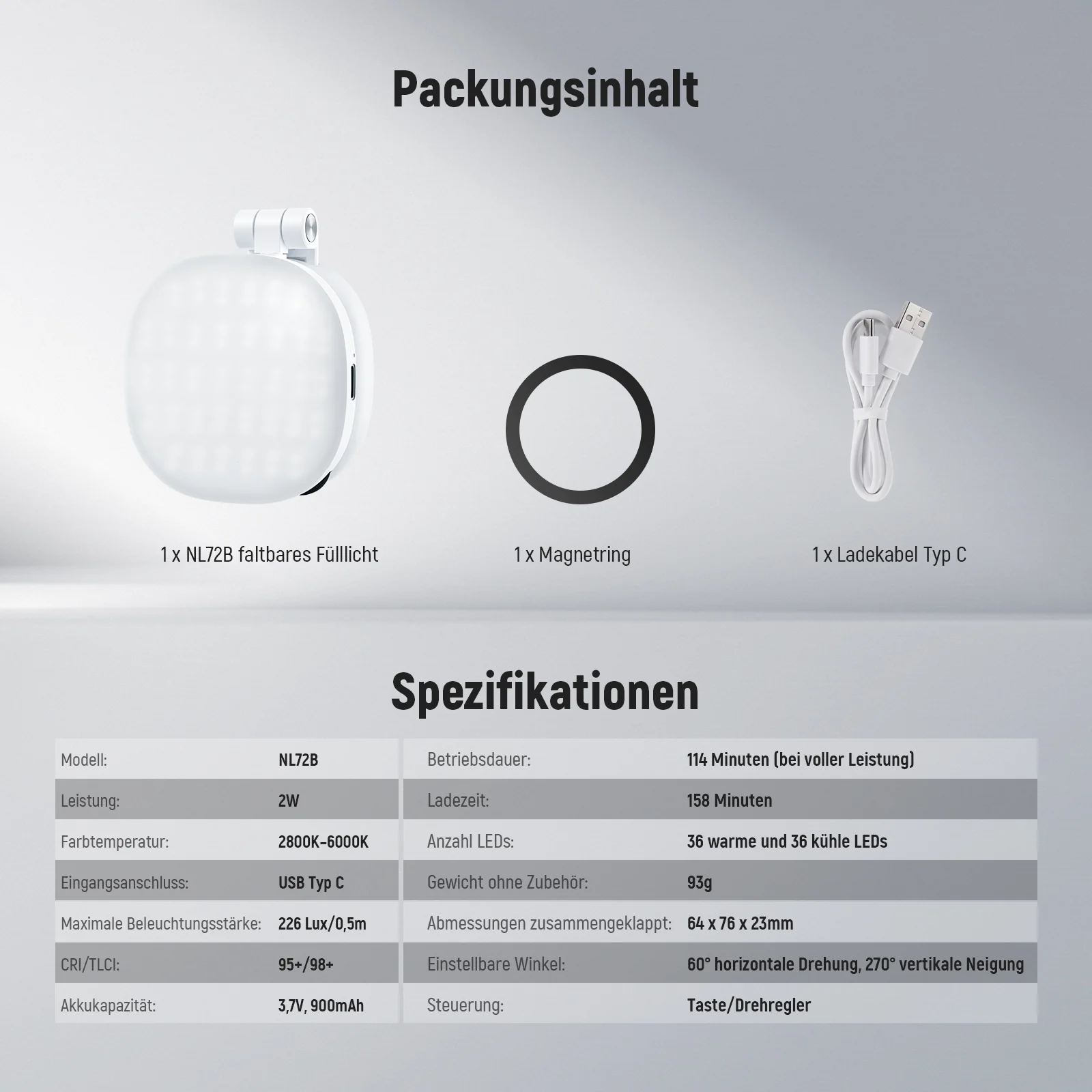 NEEWER BASICS NL72B Magnetisches Selfie Licht - Image 9