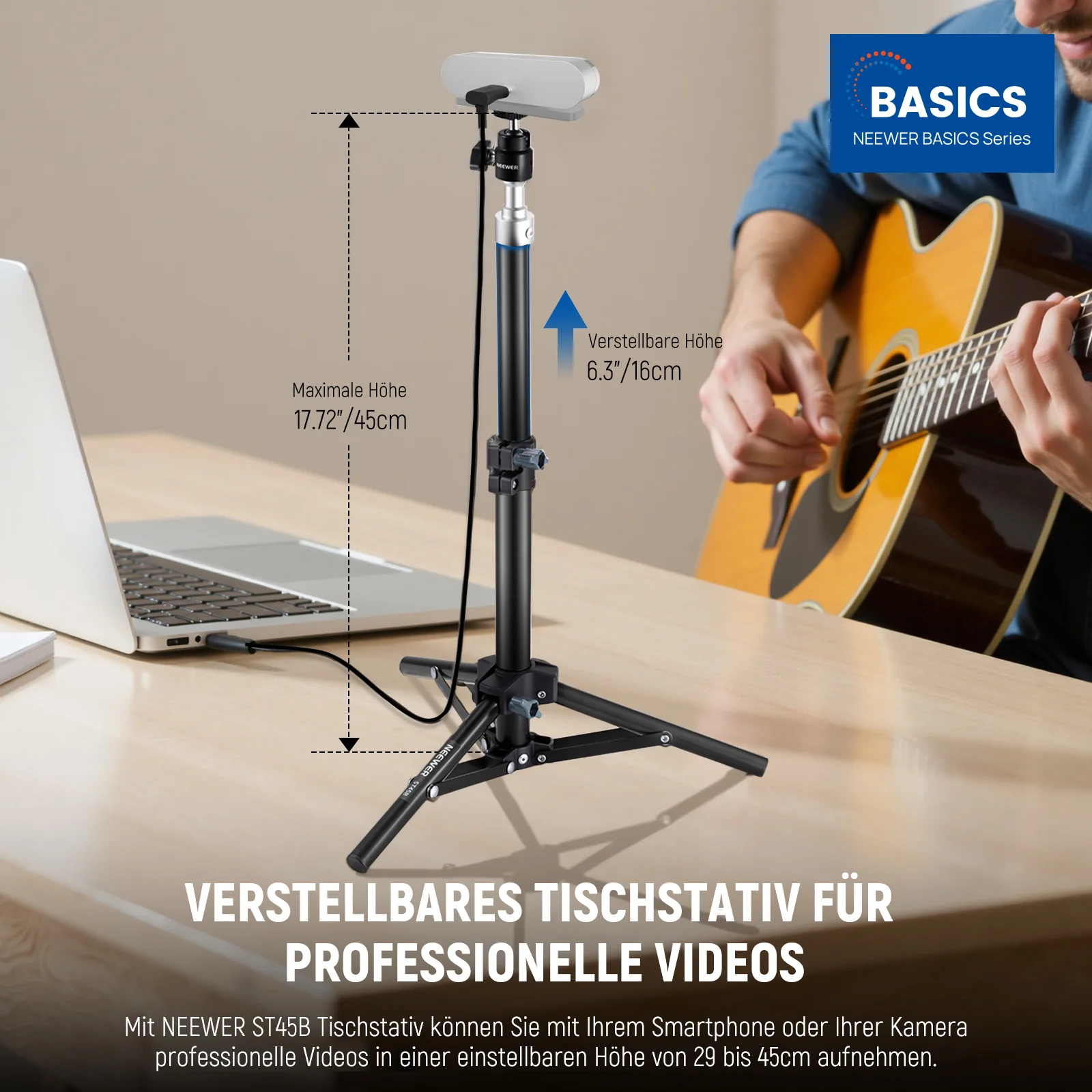 NEEWER BASICS ST45B Verstellbares Tischstativ - Image 3