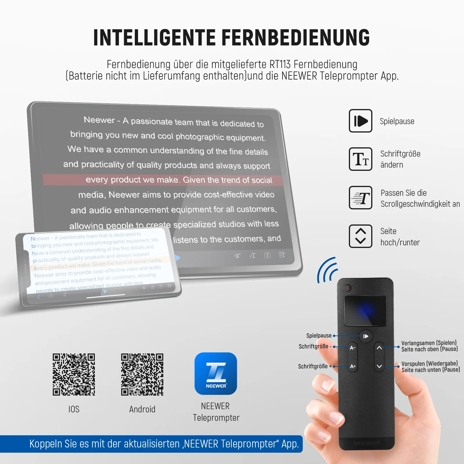 NEEWER BASICS X12B 12" Teleprompter Aluminiumlegierung Basics Typ - Image 3