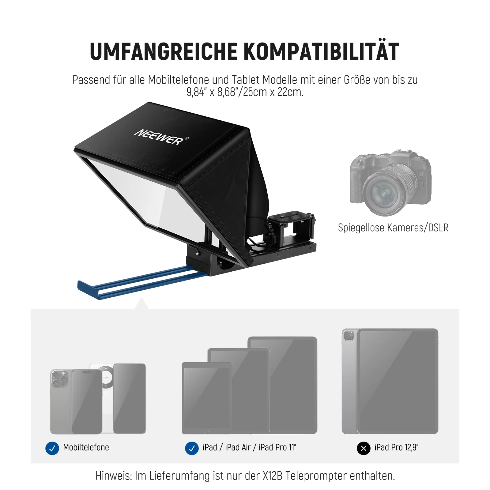 NEEWER BASICS X12B 12" Teleprompter Aluminiumlegierung Basics Typ - Image 6