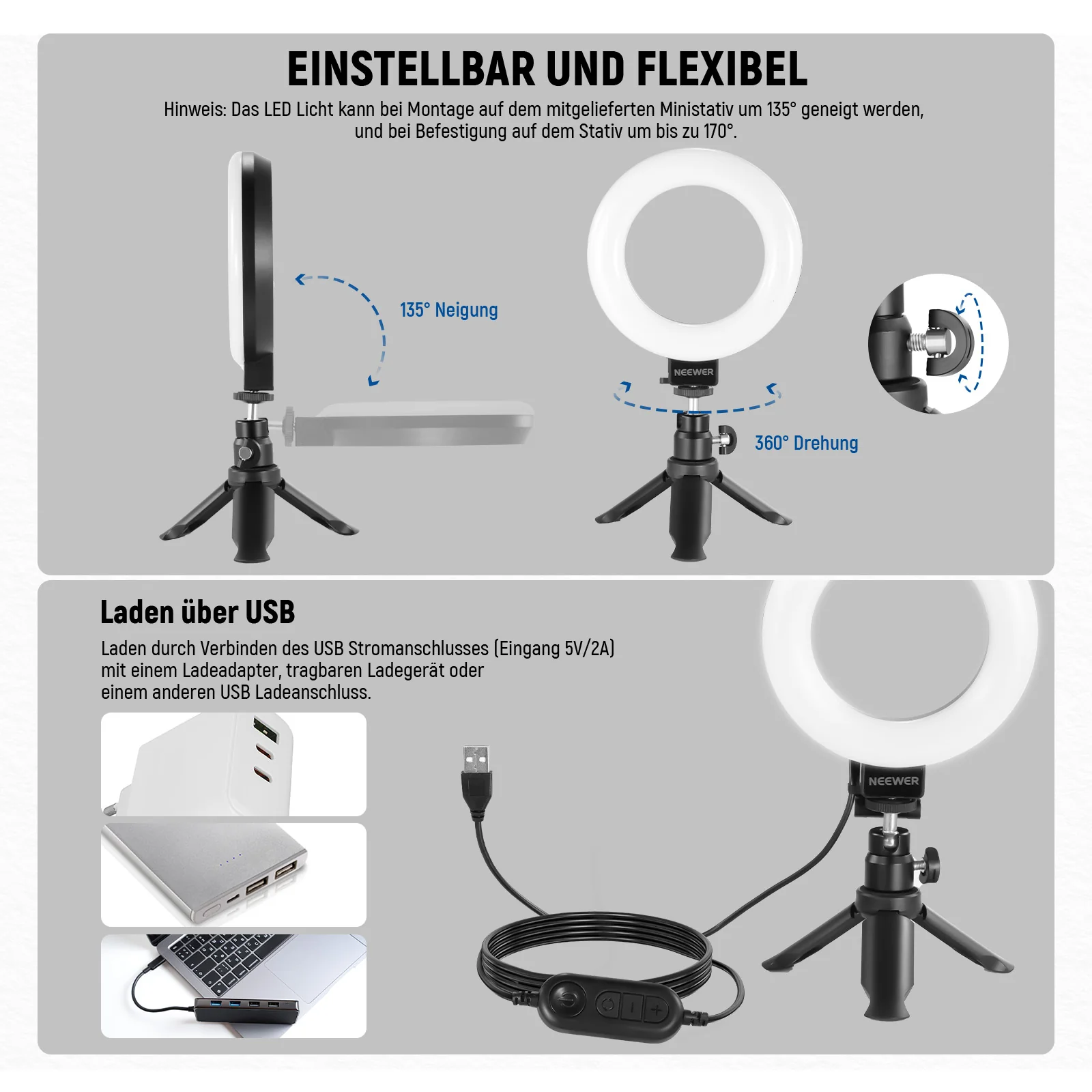 NEEWER BASICS BR60 5" Bi-color Mini Ringlicht - Image 15