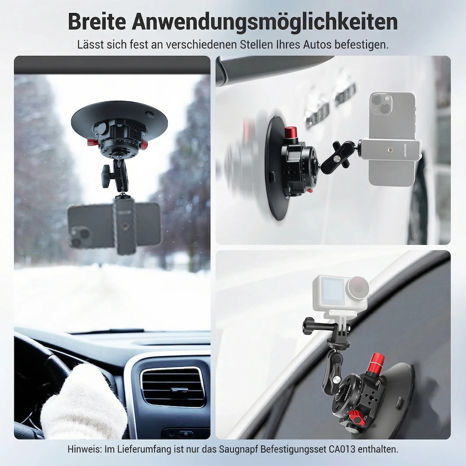NEEWER CA013 6" Camera Suction Mount with Ball Head Magic Arm - Image 4
