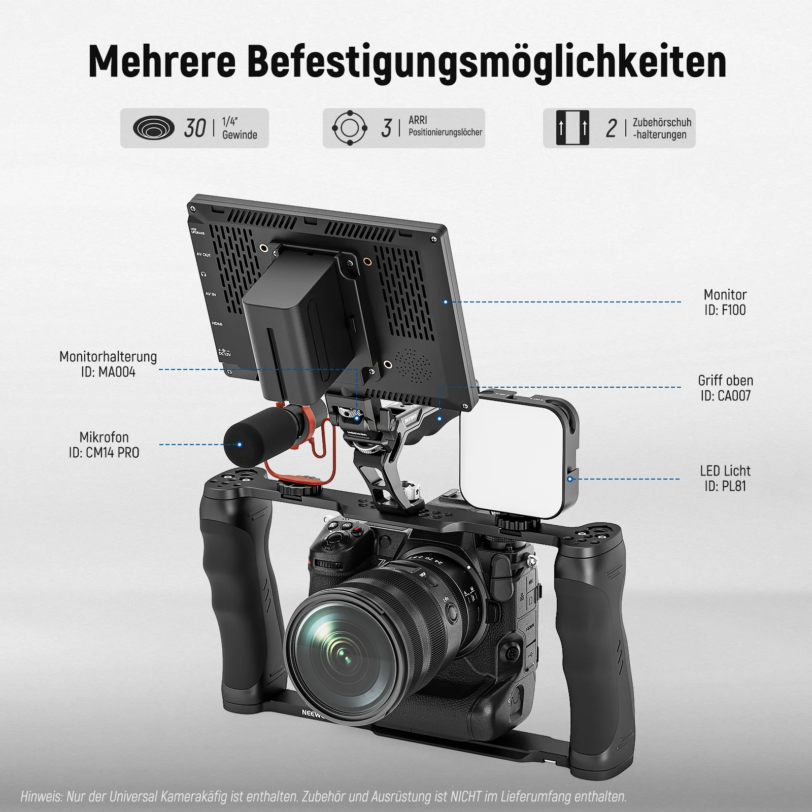 NEEWER CA016 Videokamera Käfig Rig mit Arca Basis - Image 3