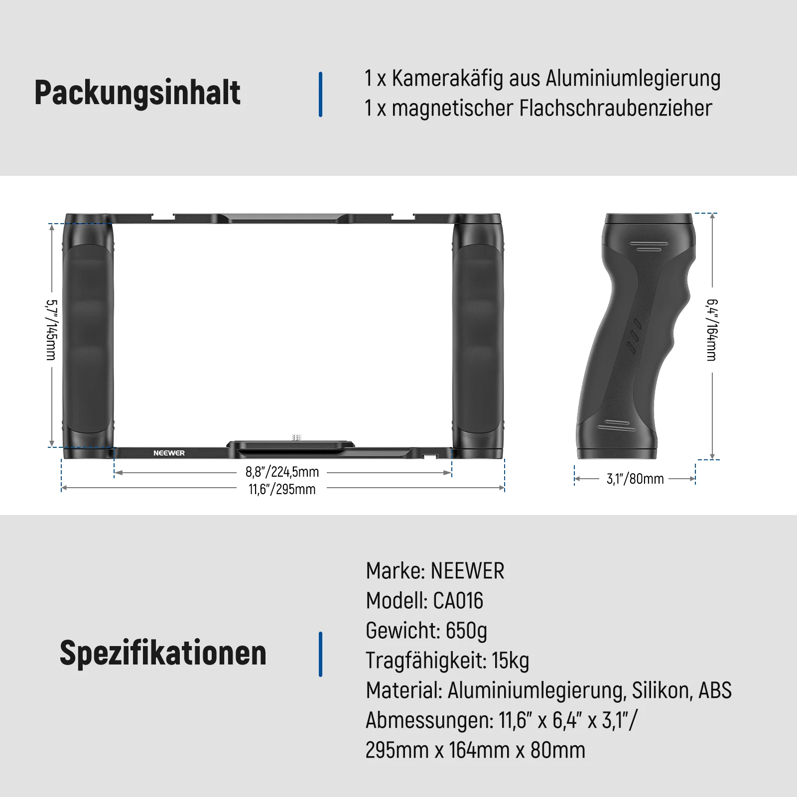 NEEWER CA016 Videokamera Käfig Rig mit Arca Basis - Image 9