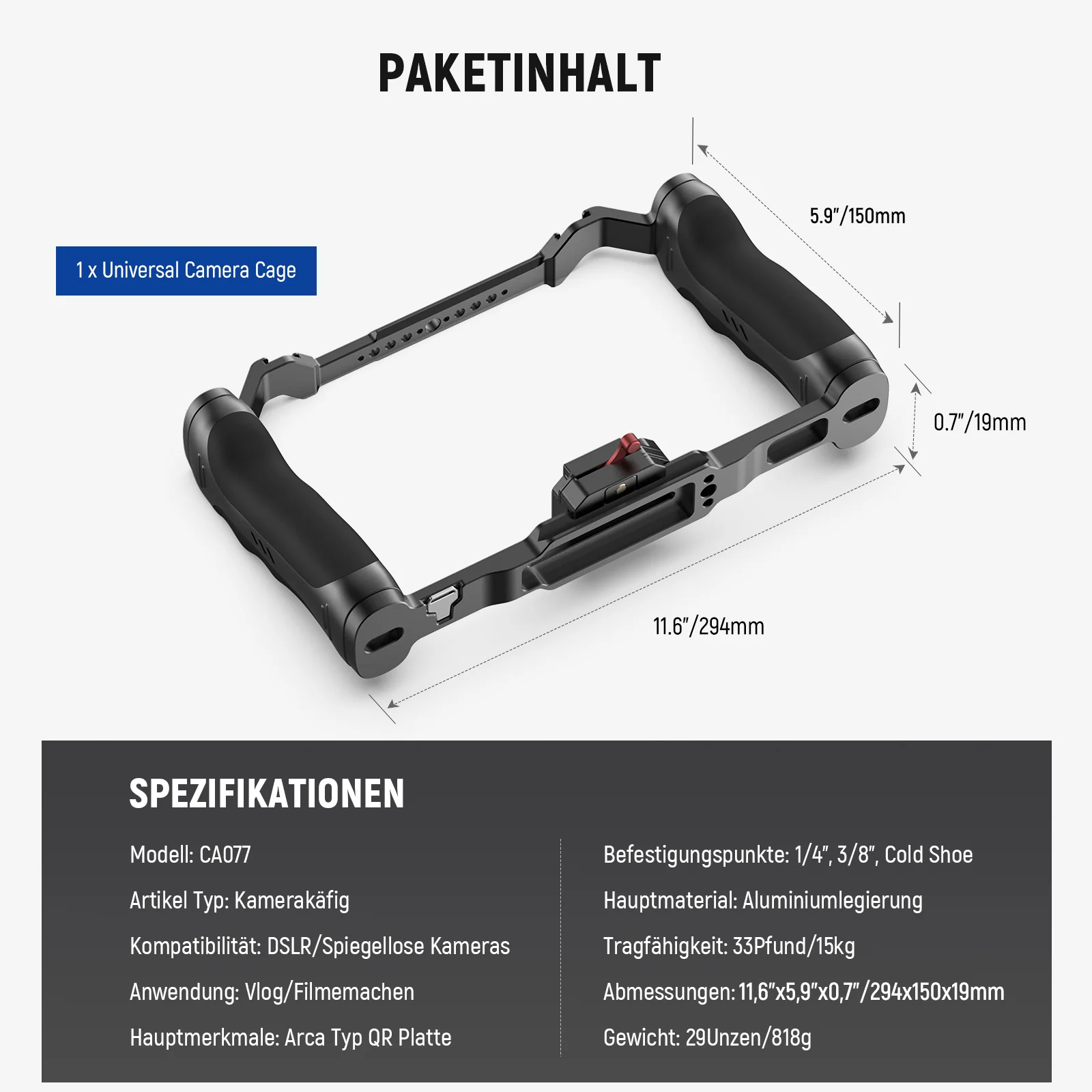 NEEWER CA077 Videokamera Käfig Rig - Image 8