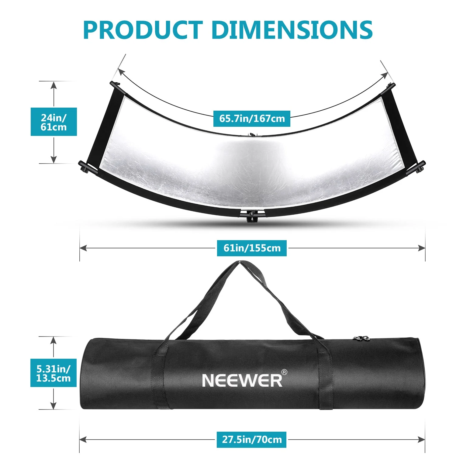NEEWER 167 x 61 cm Clamshell gebogener Lichtreflektor Diffusor mit Tragetasche - Image 3