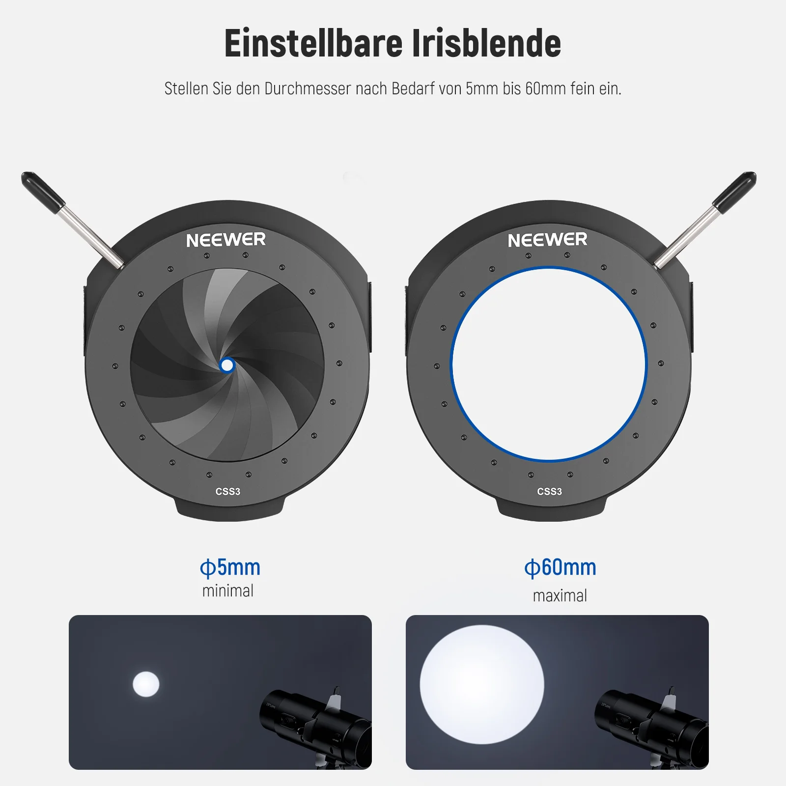 NEEWER CSS3 Irisblende nur für LS-300 Spotlight Snoot - Image 3