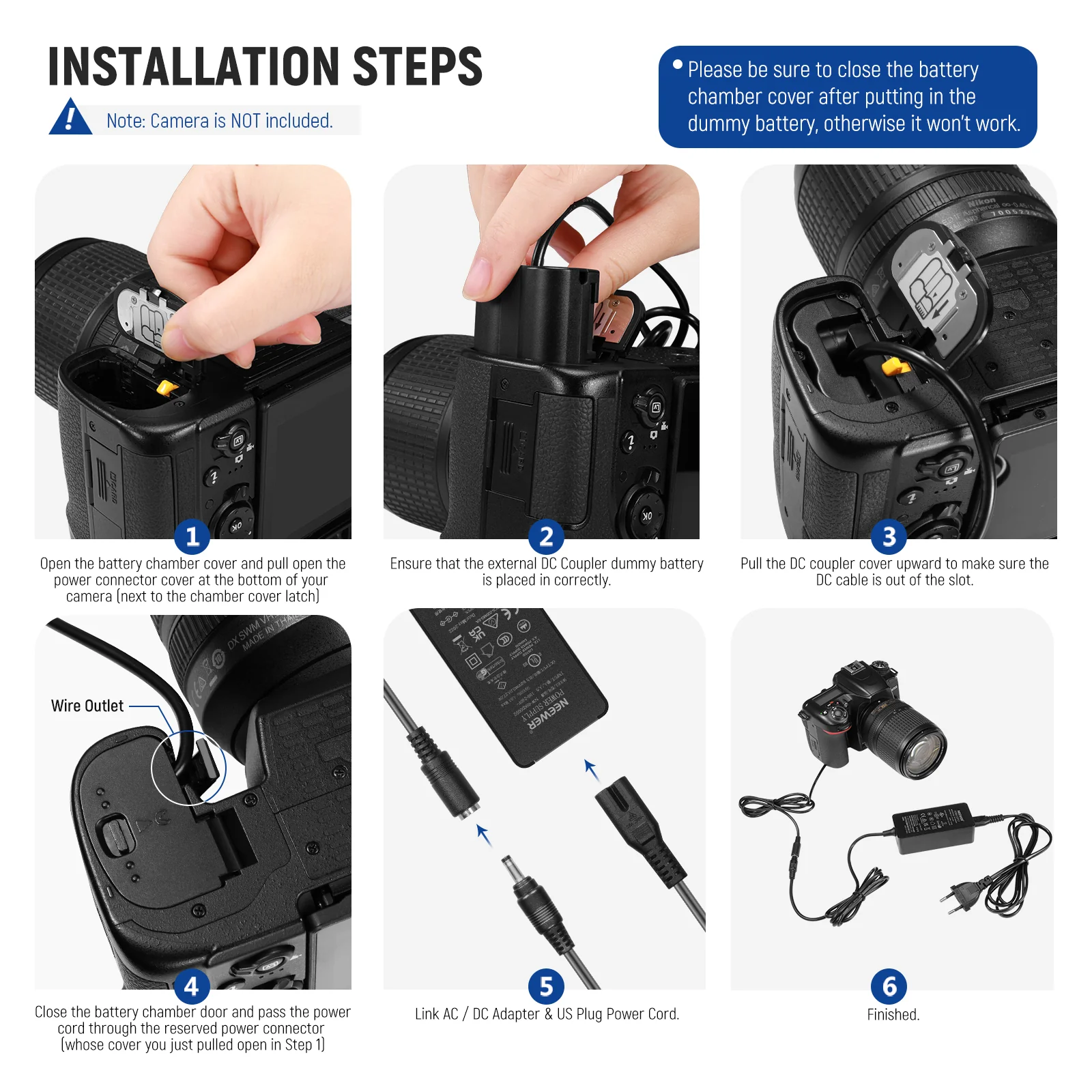 NEEWER EP-5B/EN-EL15 Nikon Virtueller Batterie mit AC/DC Koppler - Image 6