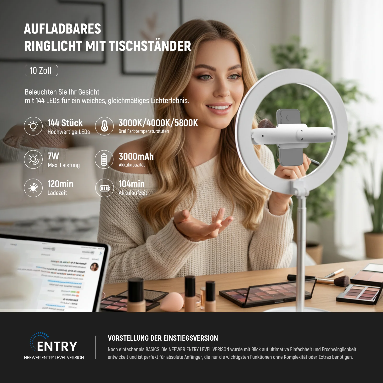 NEEWER ENTRY LEVEL VERSION 10" LED Selfie Ringlicht - Image 12