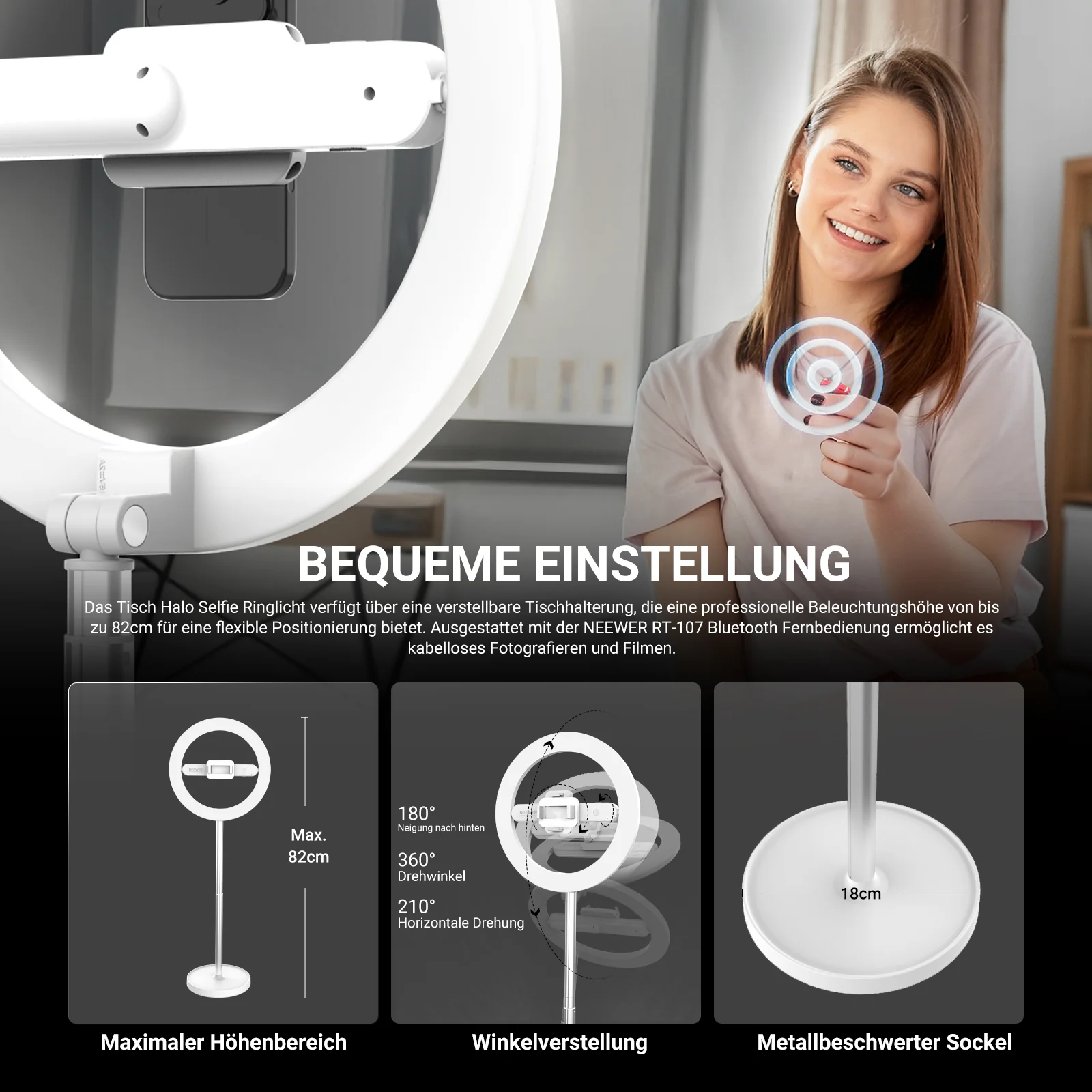 NEEWER ENTRY LEVEL VERSION 10" LED Selfie Ringlicht - Image 15