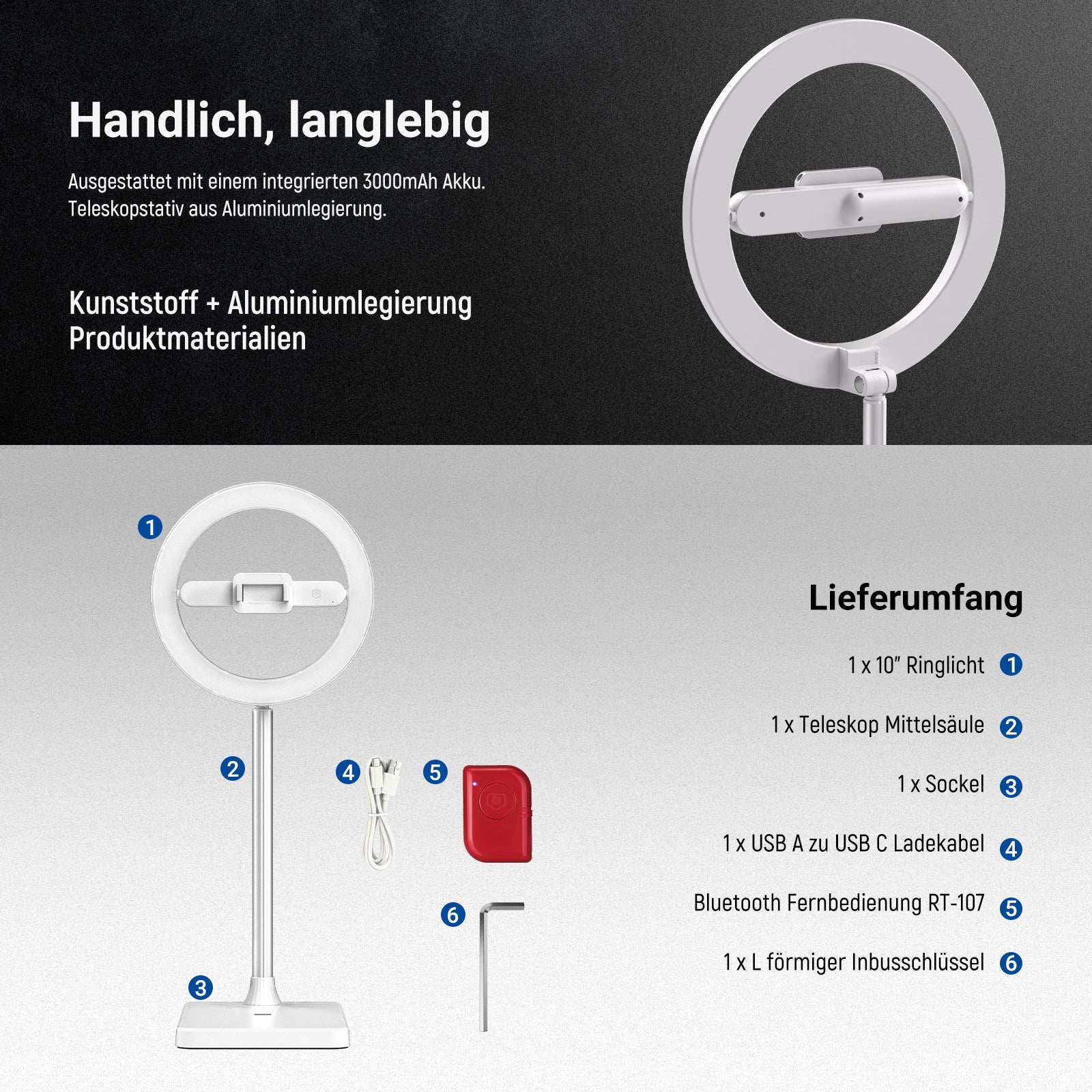 NEEWER ENTRY LEVEL VERSION 10" LED Selfie Ringlicht - Image 26