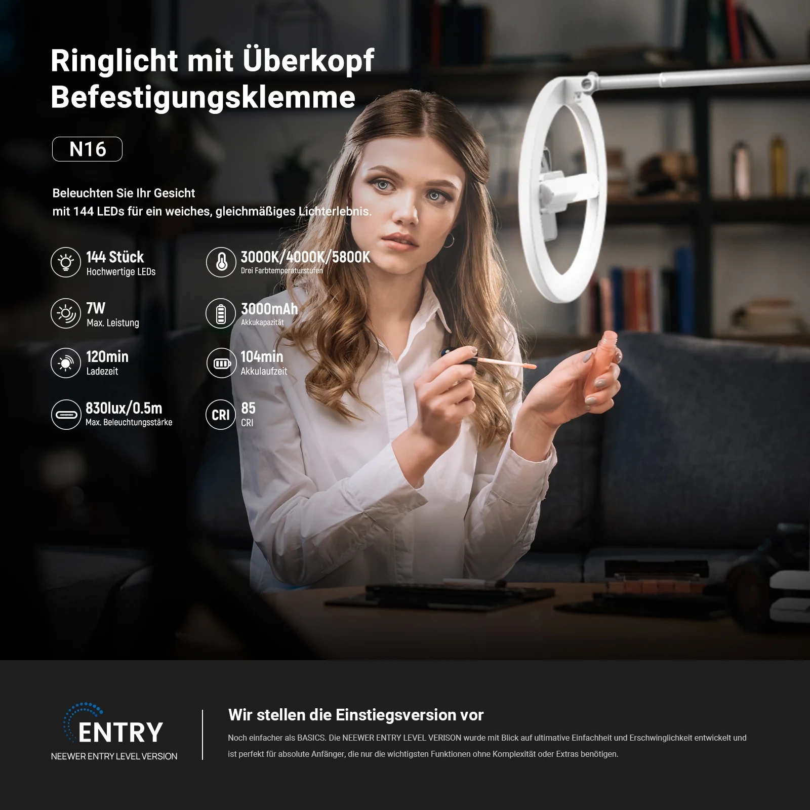 NEEWER ENTRY LEVEL VERSION 10" LED Selfie Ringlicht - Image 3