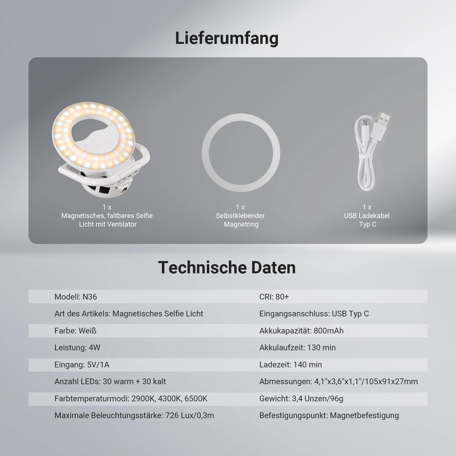 NEEWER ENTRY LEVEL VERSION N35/N36 Magnetisches Selfie Ringlicht - Image 16