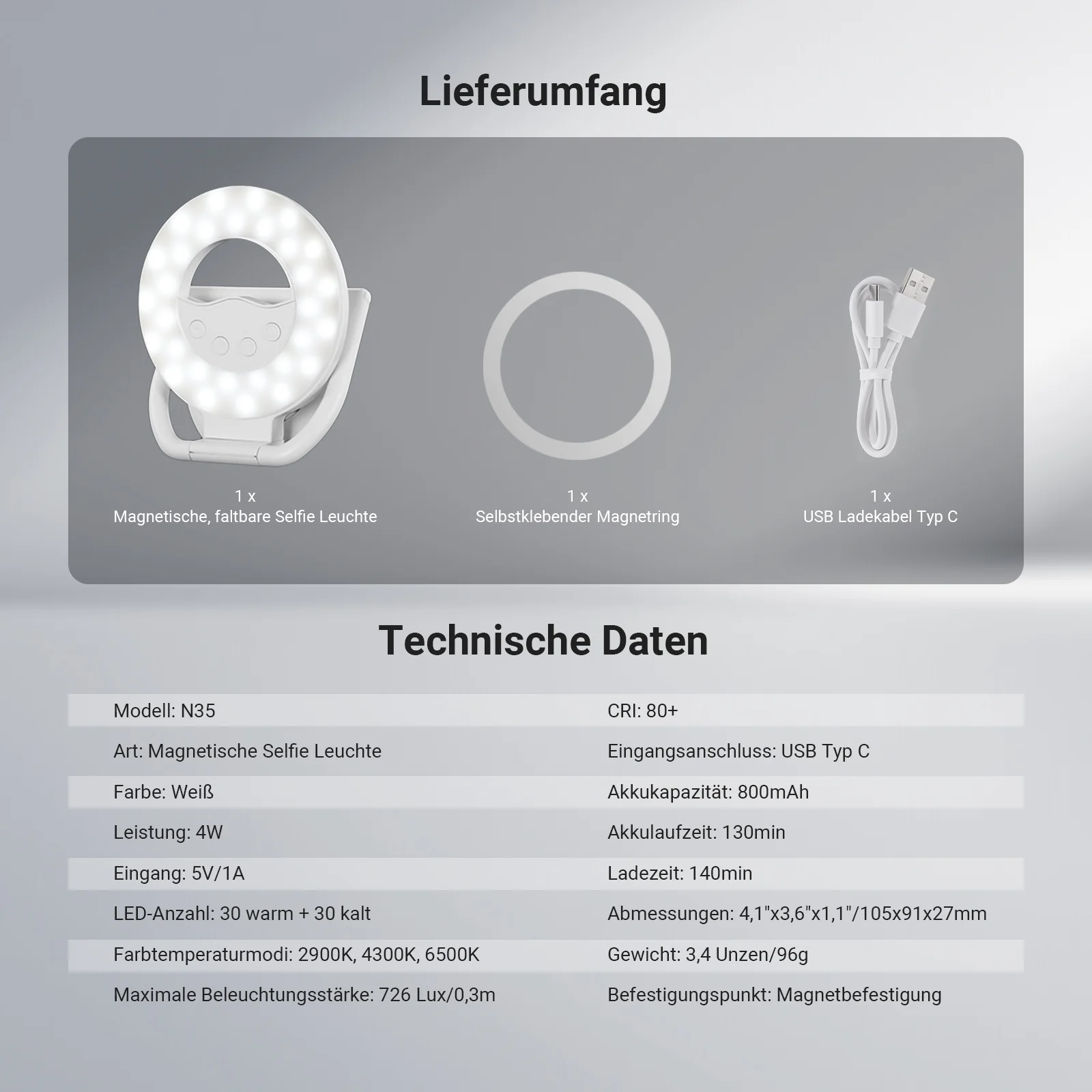 NEEWER ENTRY LEVEL VERSION N35/N36 Magnetisches Selfie Ringlicht - Image 8