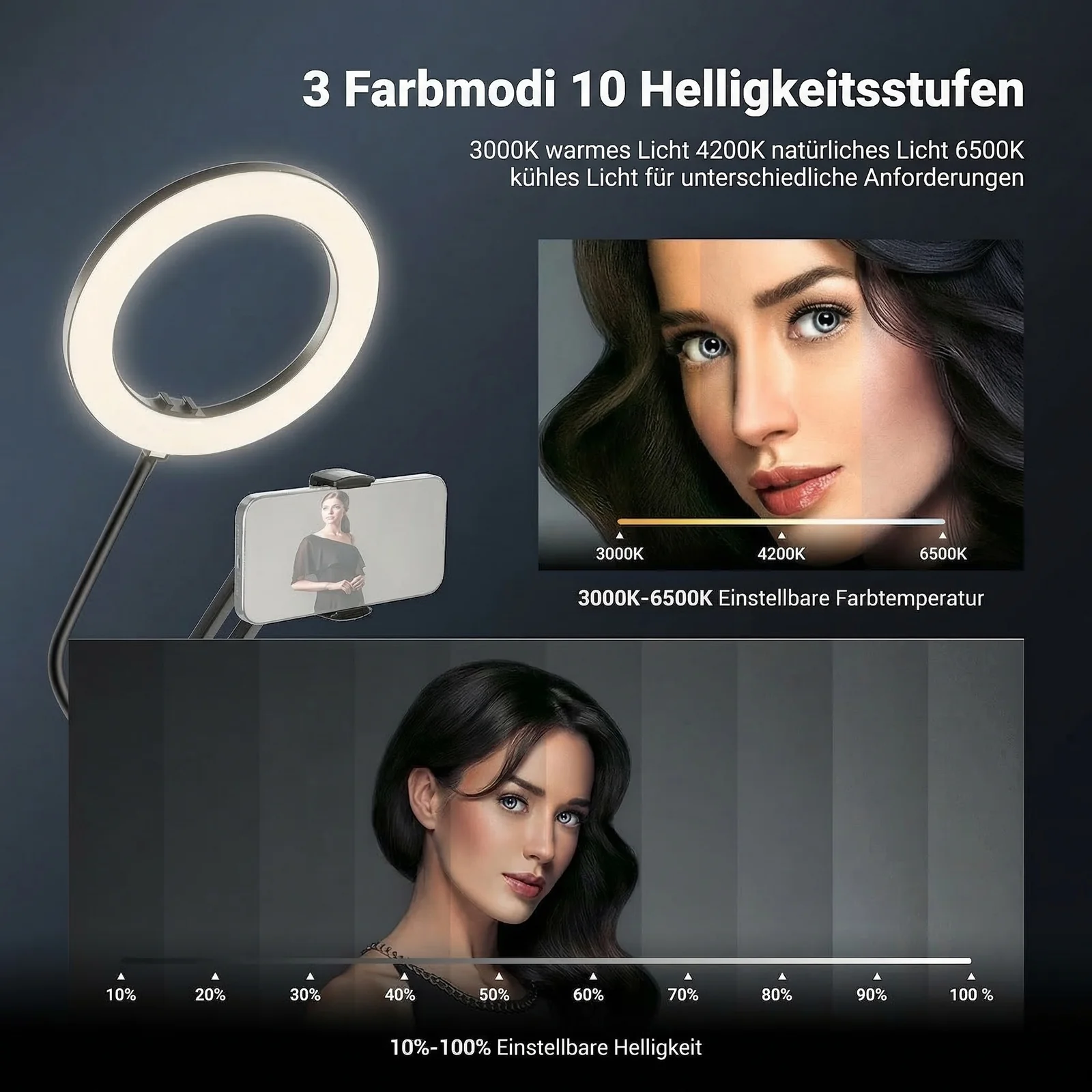 NEEWER ENTRY LEVEL VERSION N41 8" LED Tisch Ringlicht-Set - Image 3