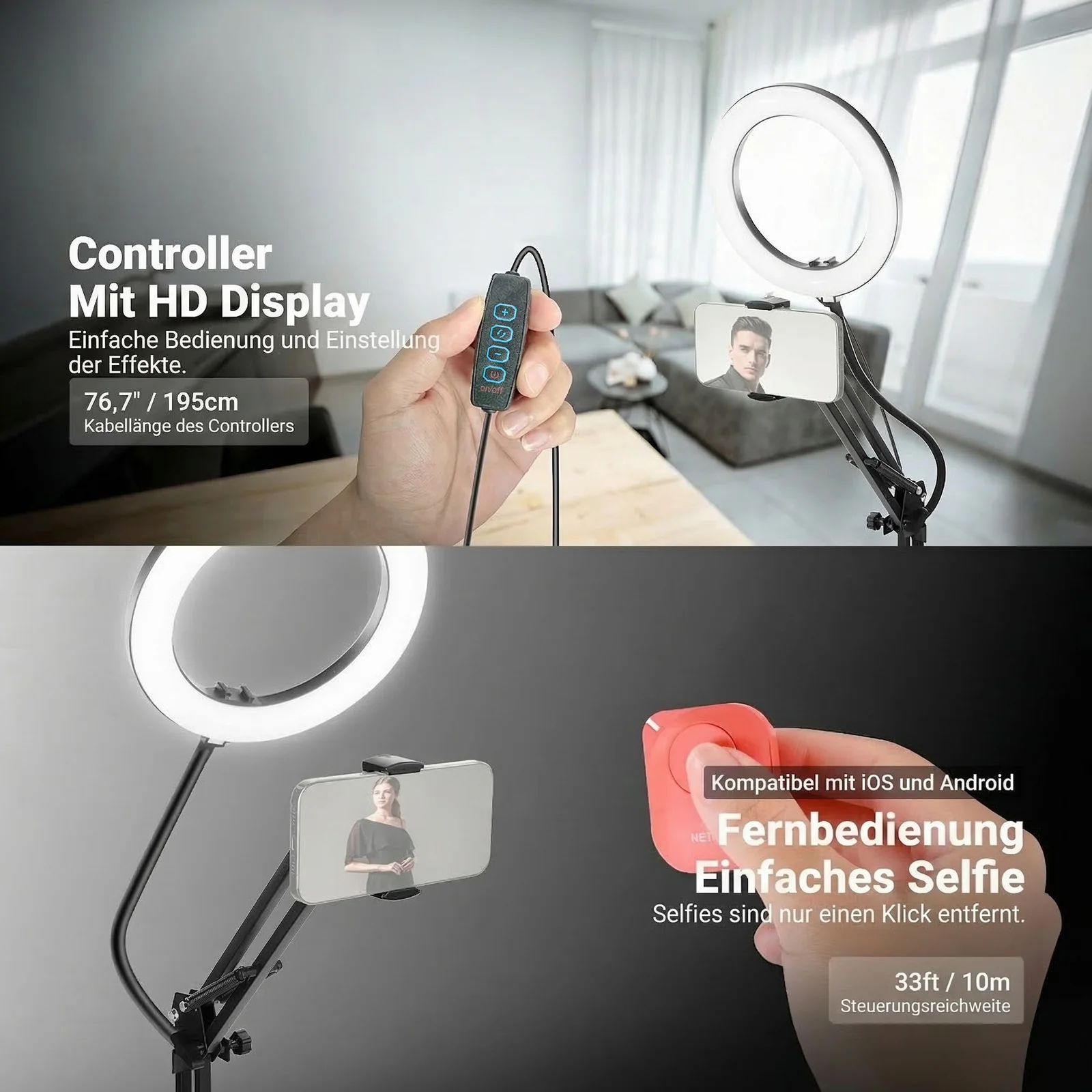 NEEWER ENTRY LEVEL VERSION N41 8" LED Tisch Ringlicht-Set - Image 8