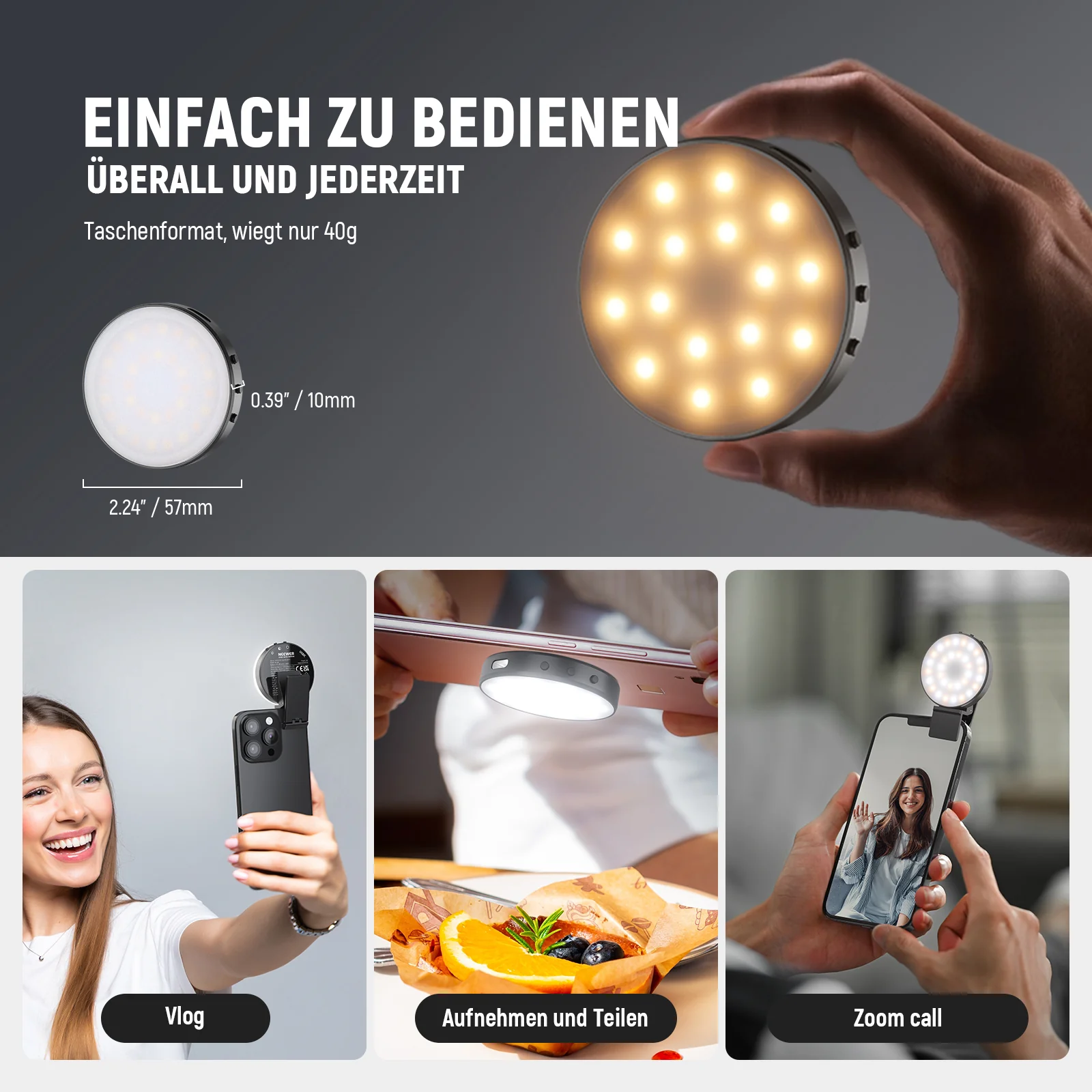 NEEWER ENTRY LEVEL VERSION NL32R Magnetisches Selfie Licht - Image 7