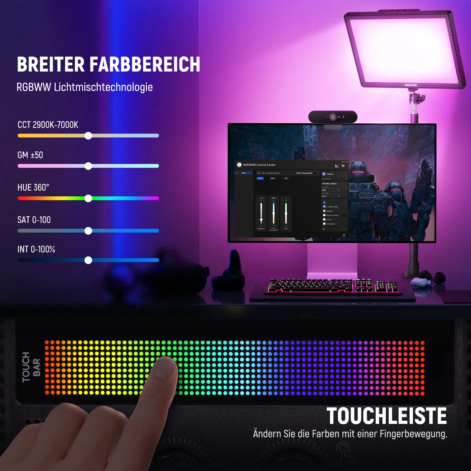 NEEWER GL1C RGB 15,5" 38cm Streaming Licht - Image 4