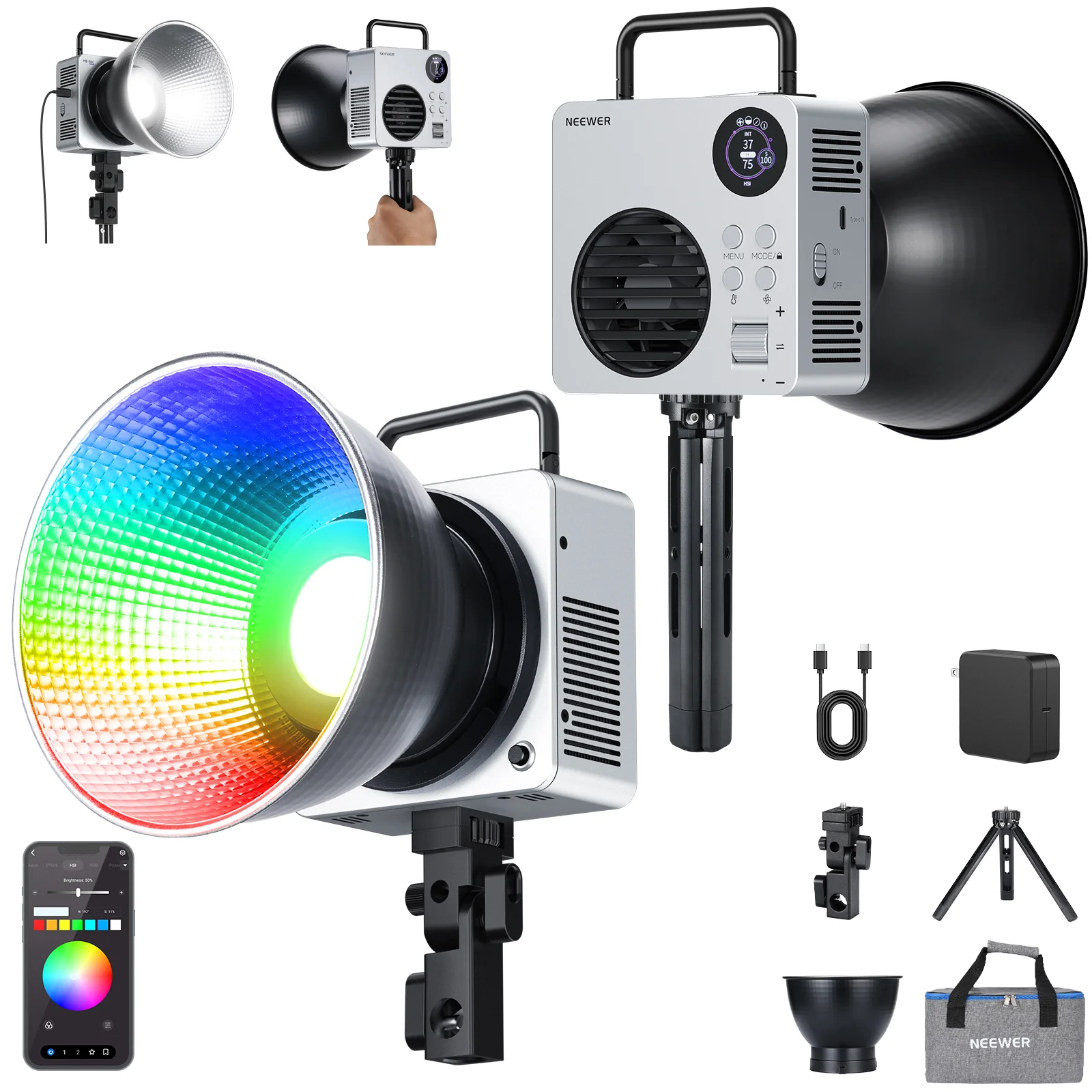 NEEWER HB80C 80W RGBWW Mini COB LED Videoleuchte - Image 10