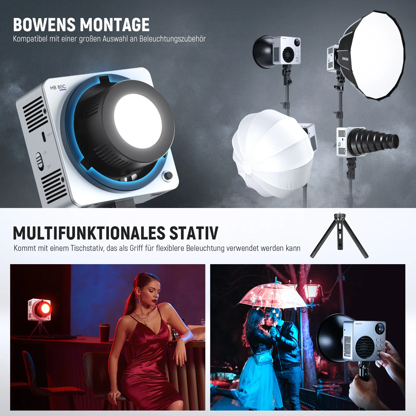 NEEWER HB80C 80W RGBWW Mini COB LED Videoleuchte - Image 5