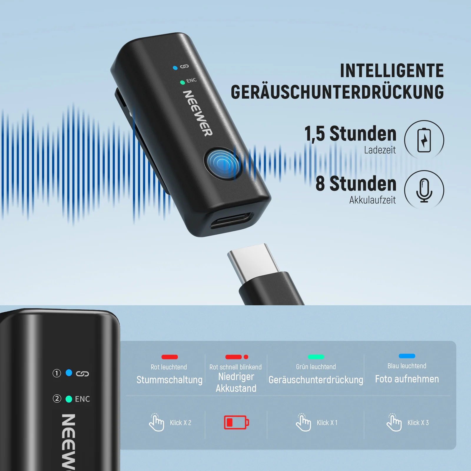 NEEWER KM23 Max Kabelloses Lavalier Mikrofon - Image 3