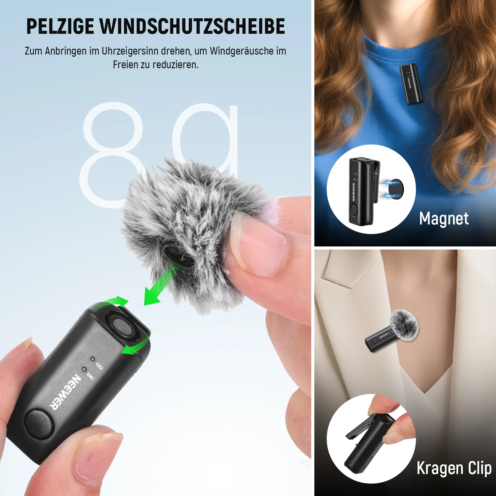 NEEWER KM23 Max Kabelloses Lavalier Mikrofon - Image 4