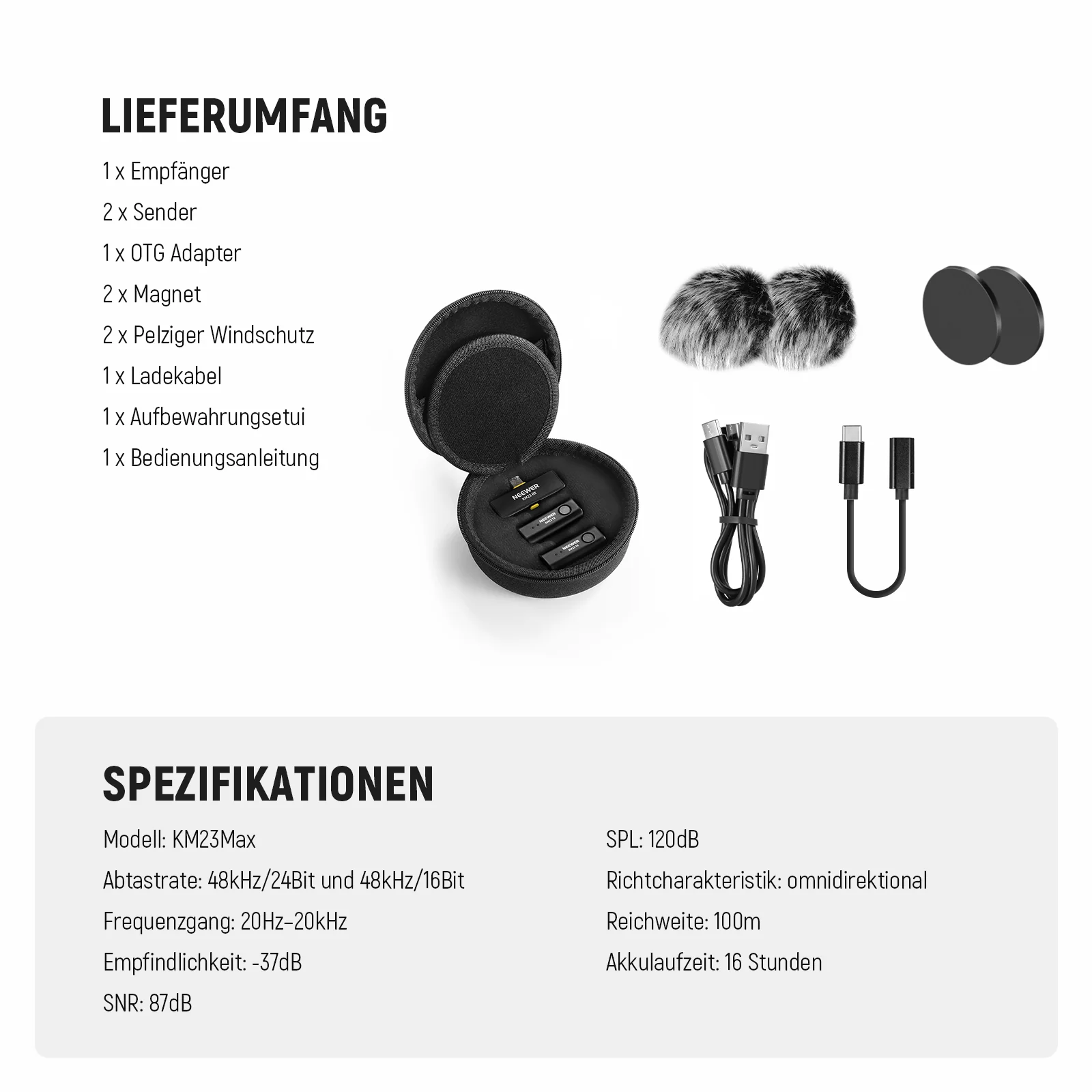 NEEWER KM23 Max Kabelloses Lavalier Mikrofon - Image 8
