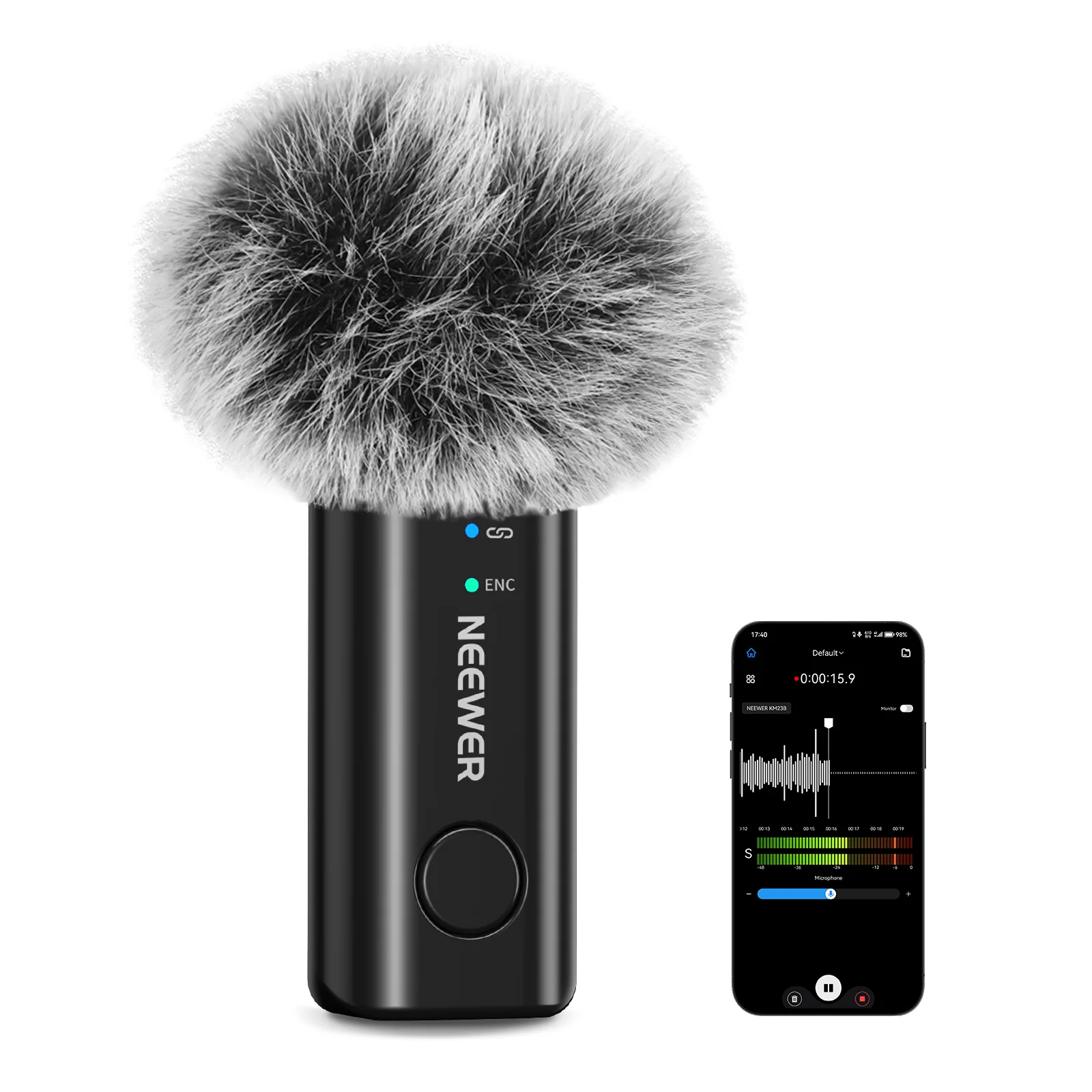 NEEWER KM23B Drahtloses Lavalier Mikrofon mit App Steuerung