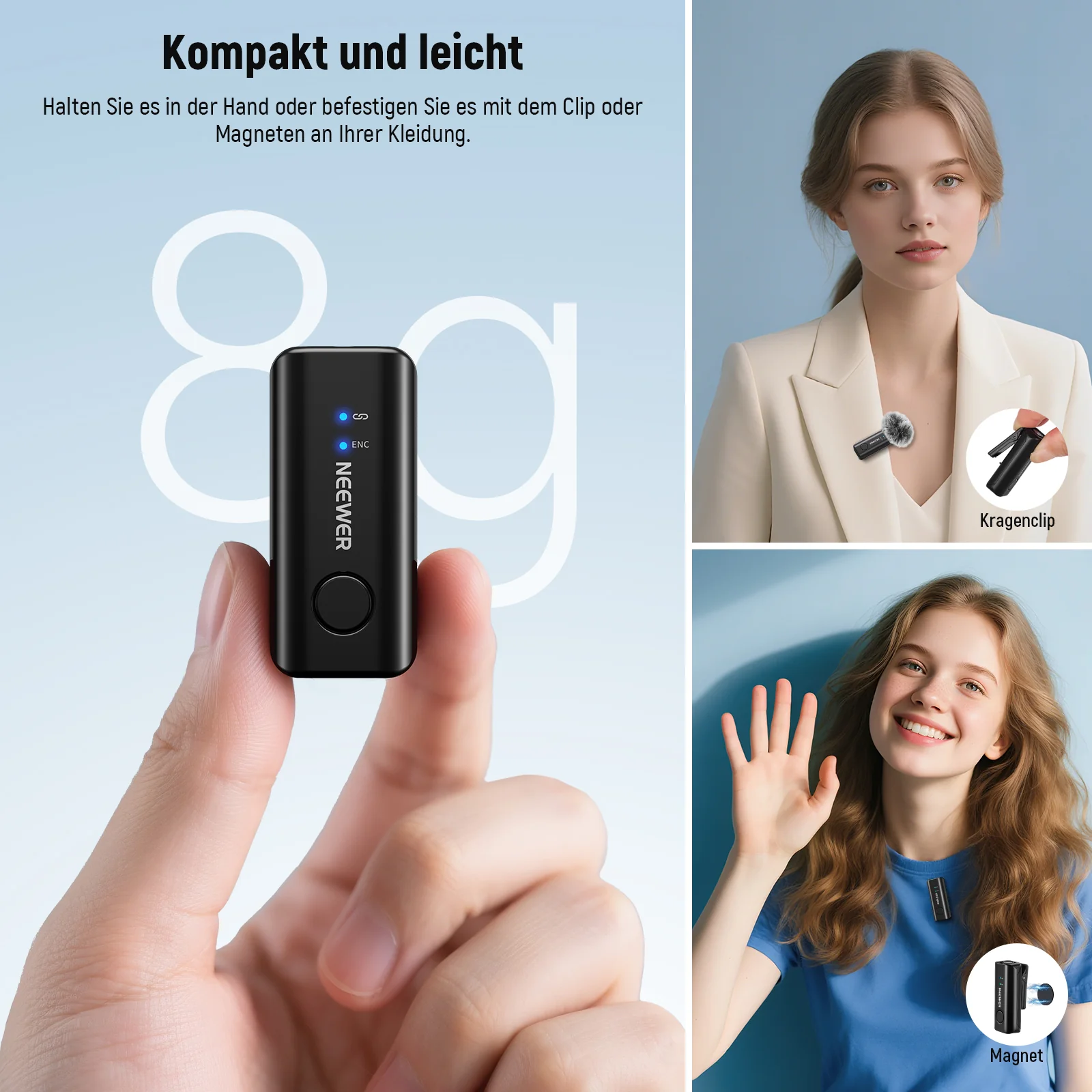 NEEWER KM23B Drahtloses Lavalier Mikrofon mit App Steuerung - Image 6